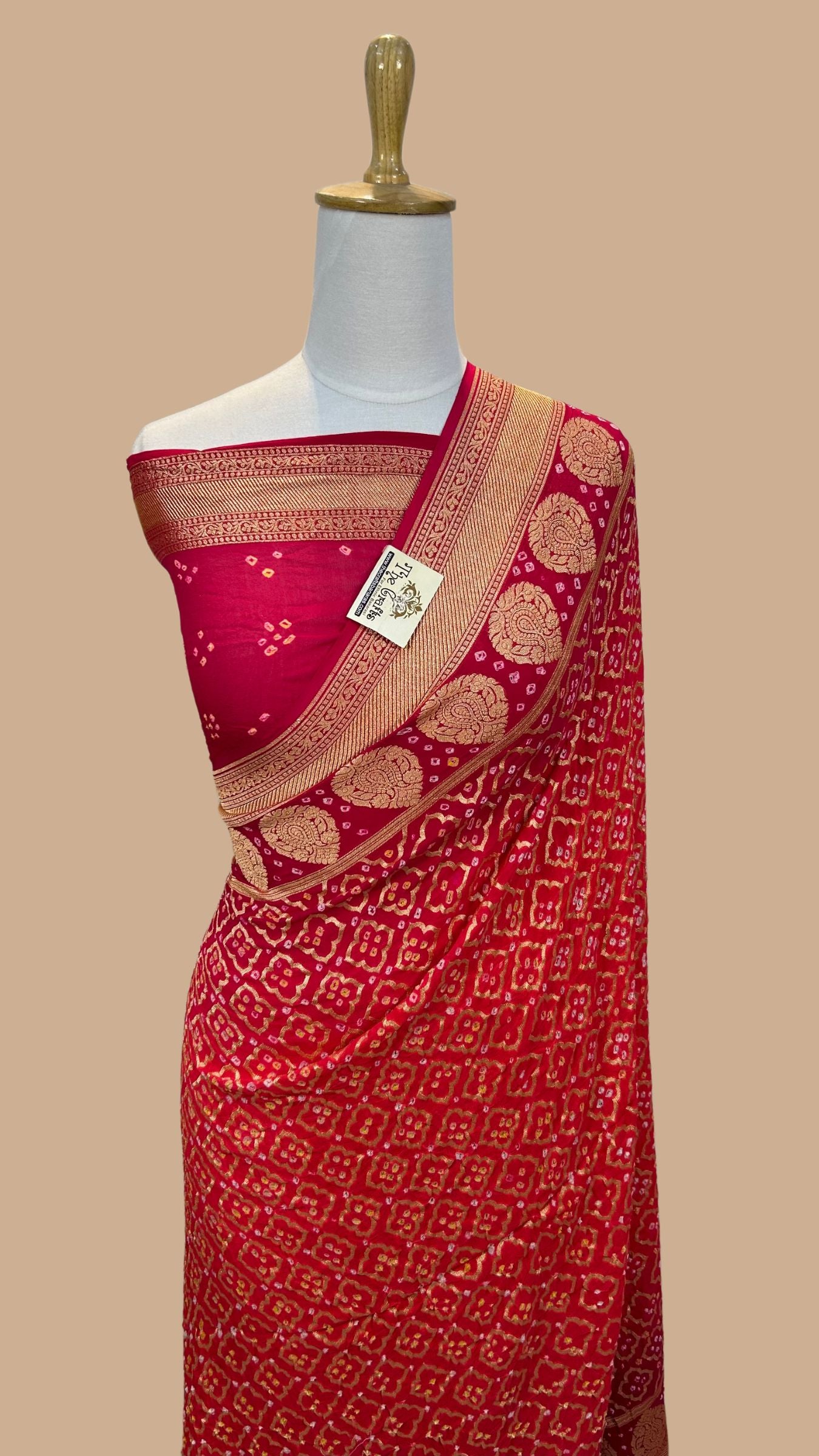 Pure Georgette Banarasi Handloom Bandhej Saree