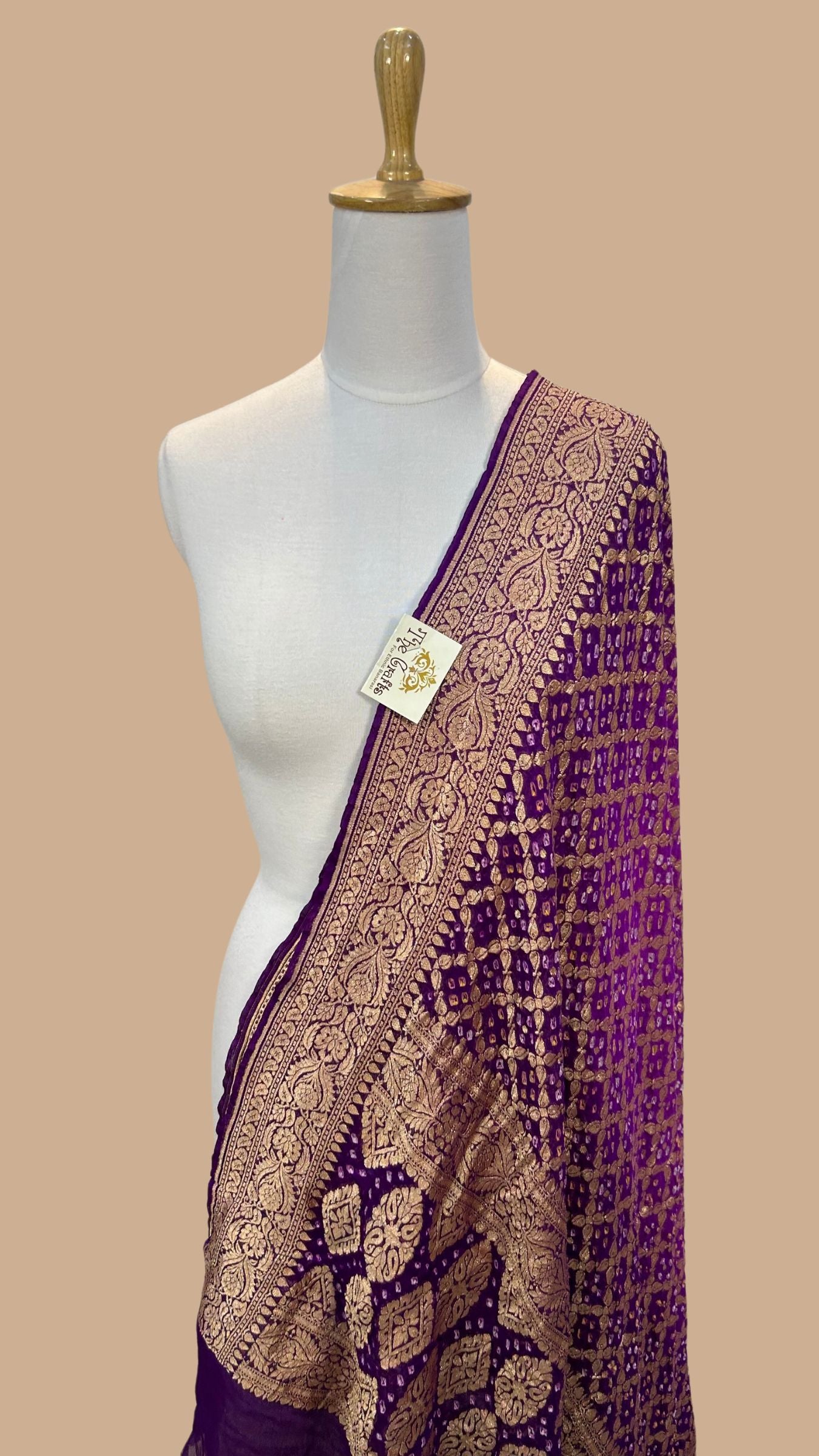 Khaddi Georgette Banarasi Handloom Bandhej Dupatta