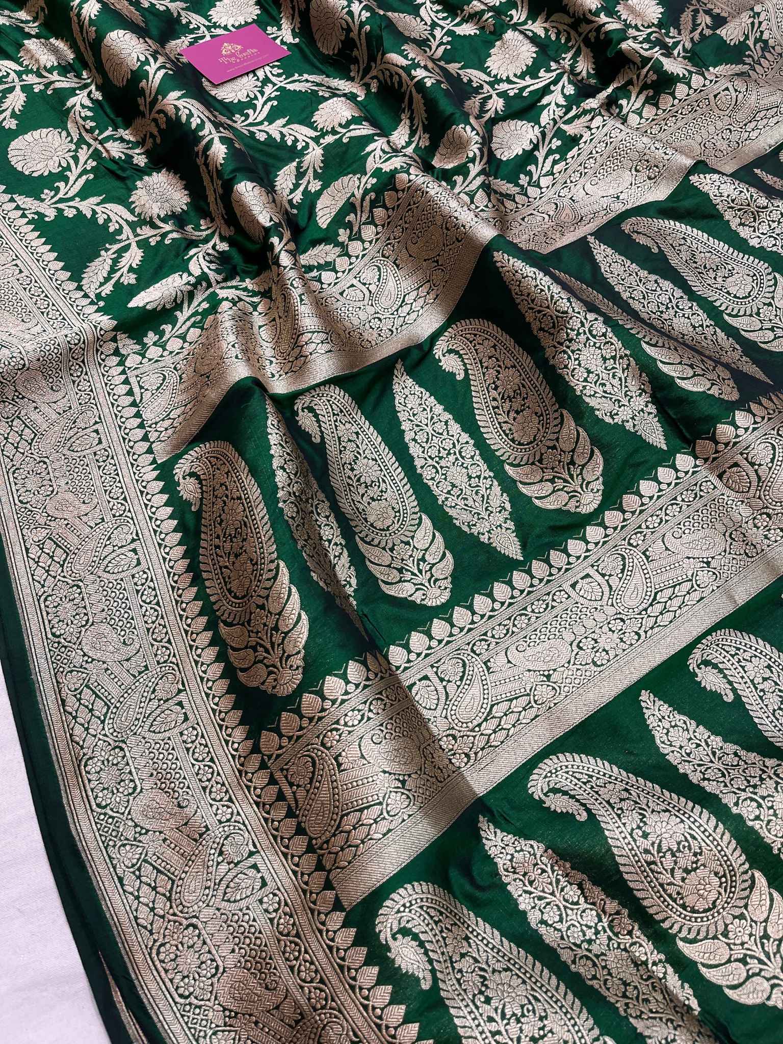 Pure Katan Silk Handloom Banarasi Saree - Jaal work