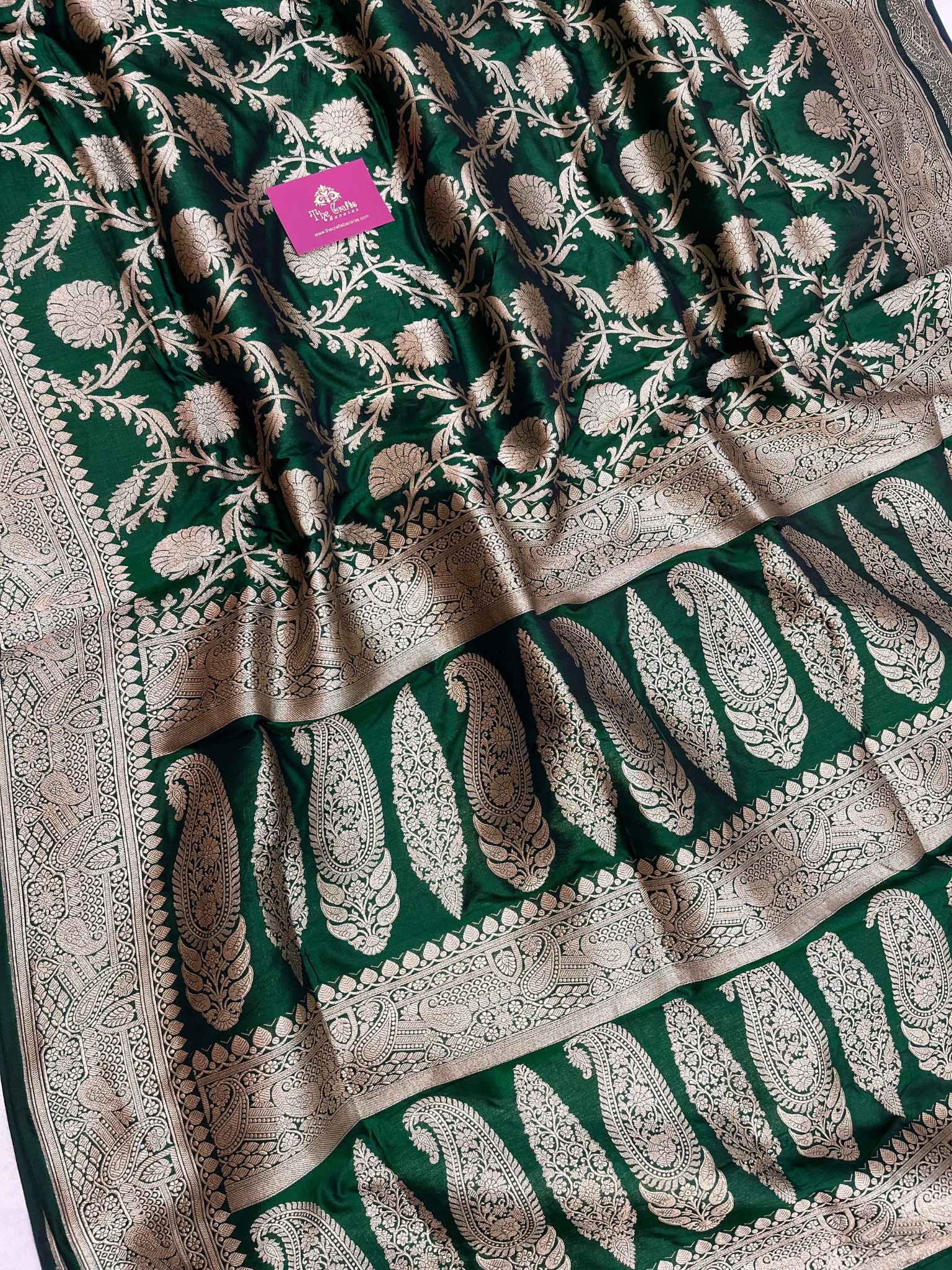 Pure Katan Silk Handloom Banarasi Saree - Jaal work