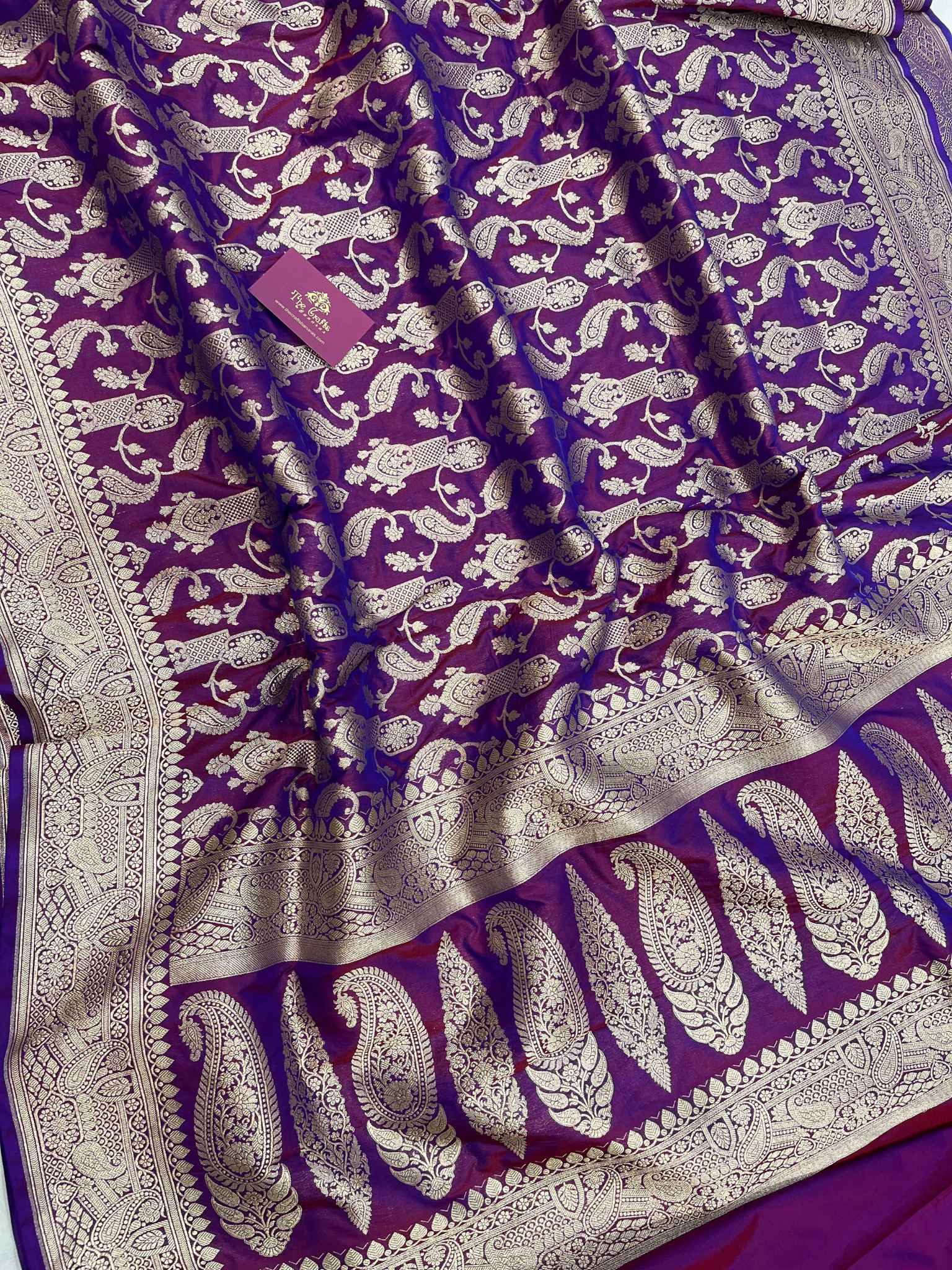 Pure Katan Silk Handloom Banarasi Saree - Jaal work