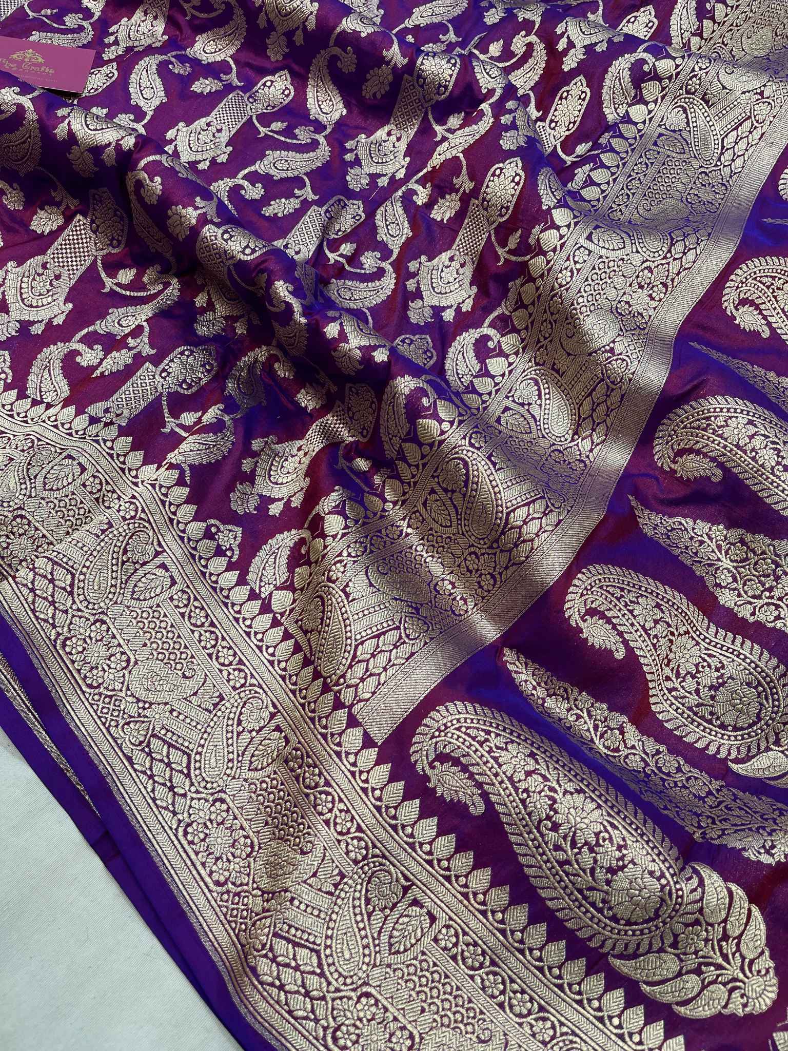 Pure Katan Silk Handloom Banarasi Saree - Jaal work