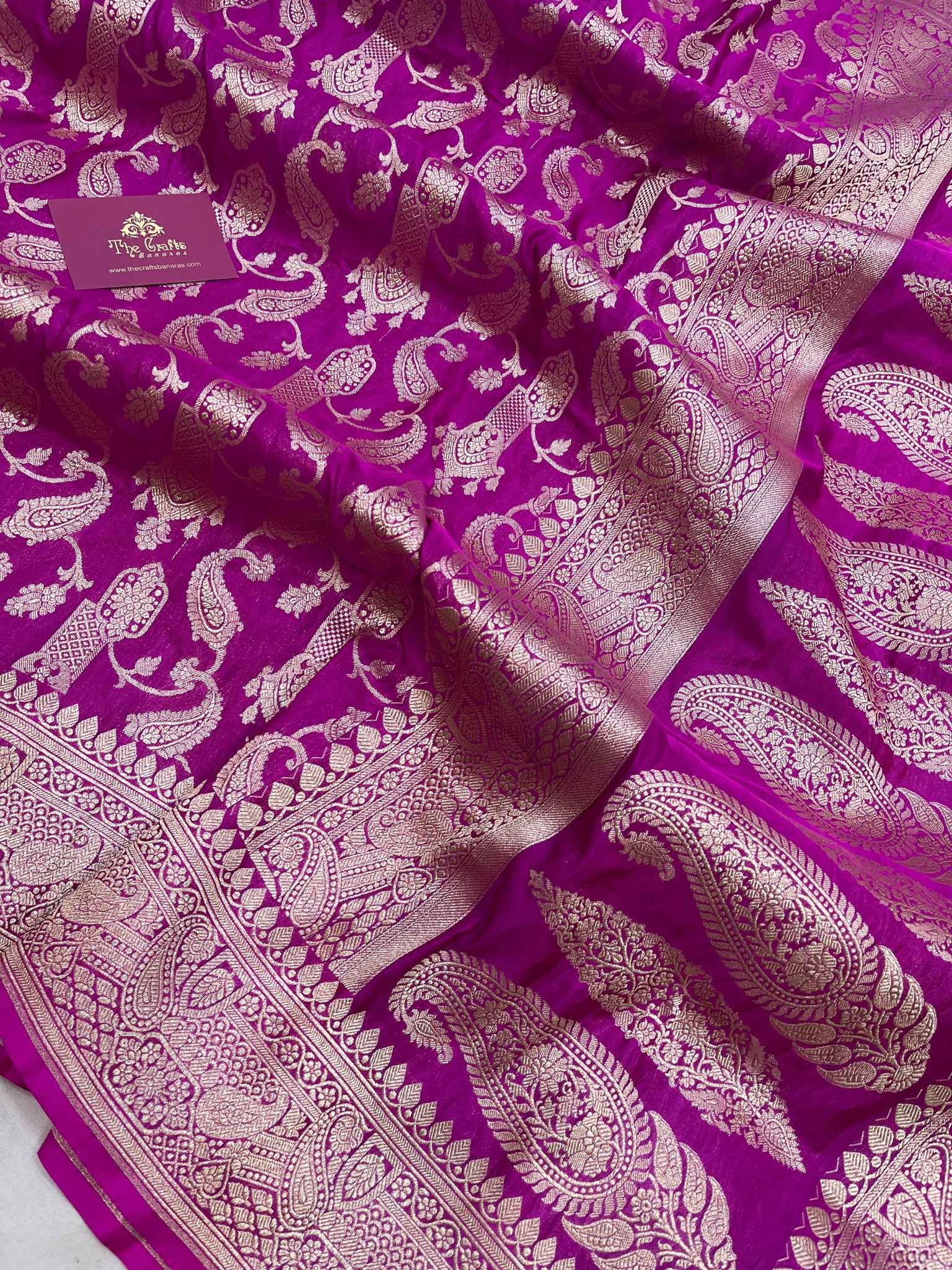 Pure Katan Silk Handloom Banarasi Saree - Jaal work