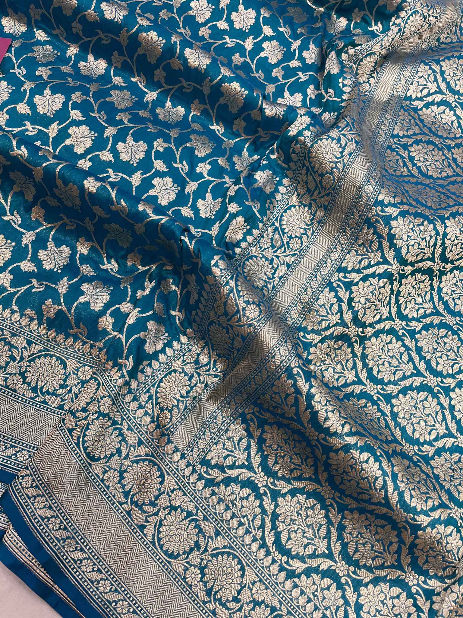 Pure Katan Silk Handloom Banarasi Saree - Jaal work