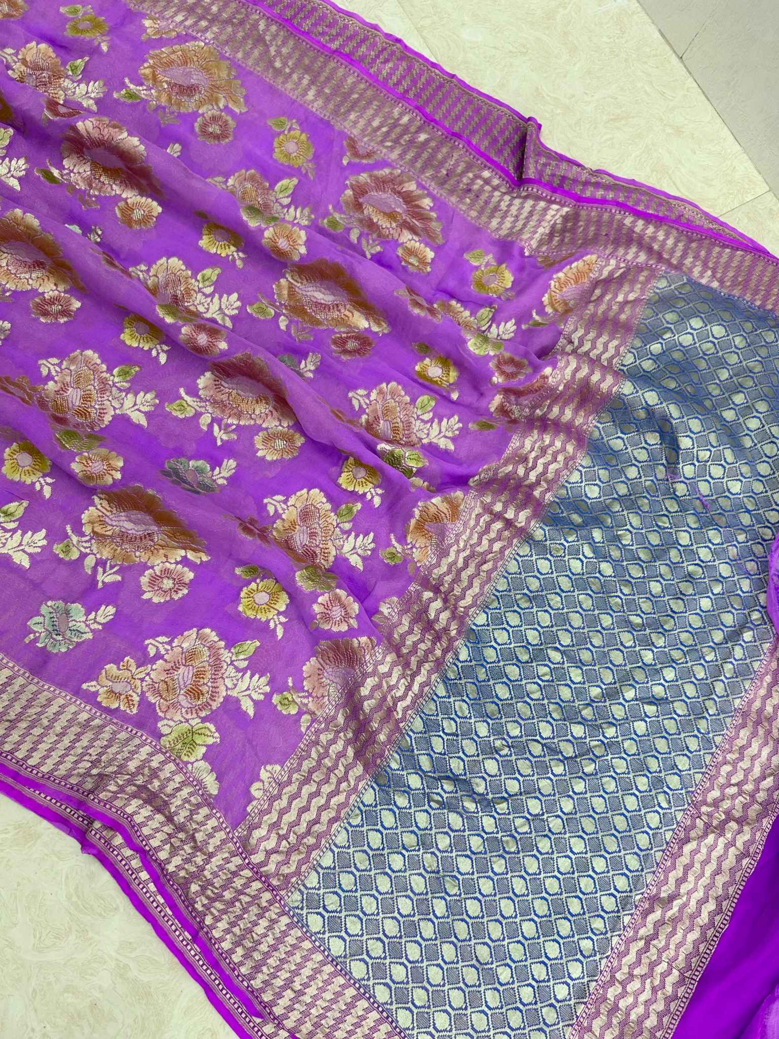 Khaddi Georgette Handloom Banarasi Saree