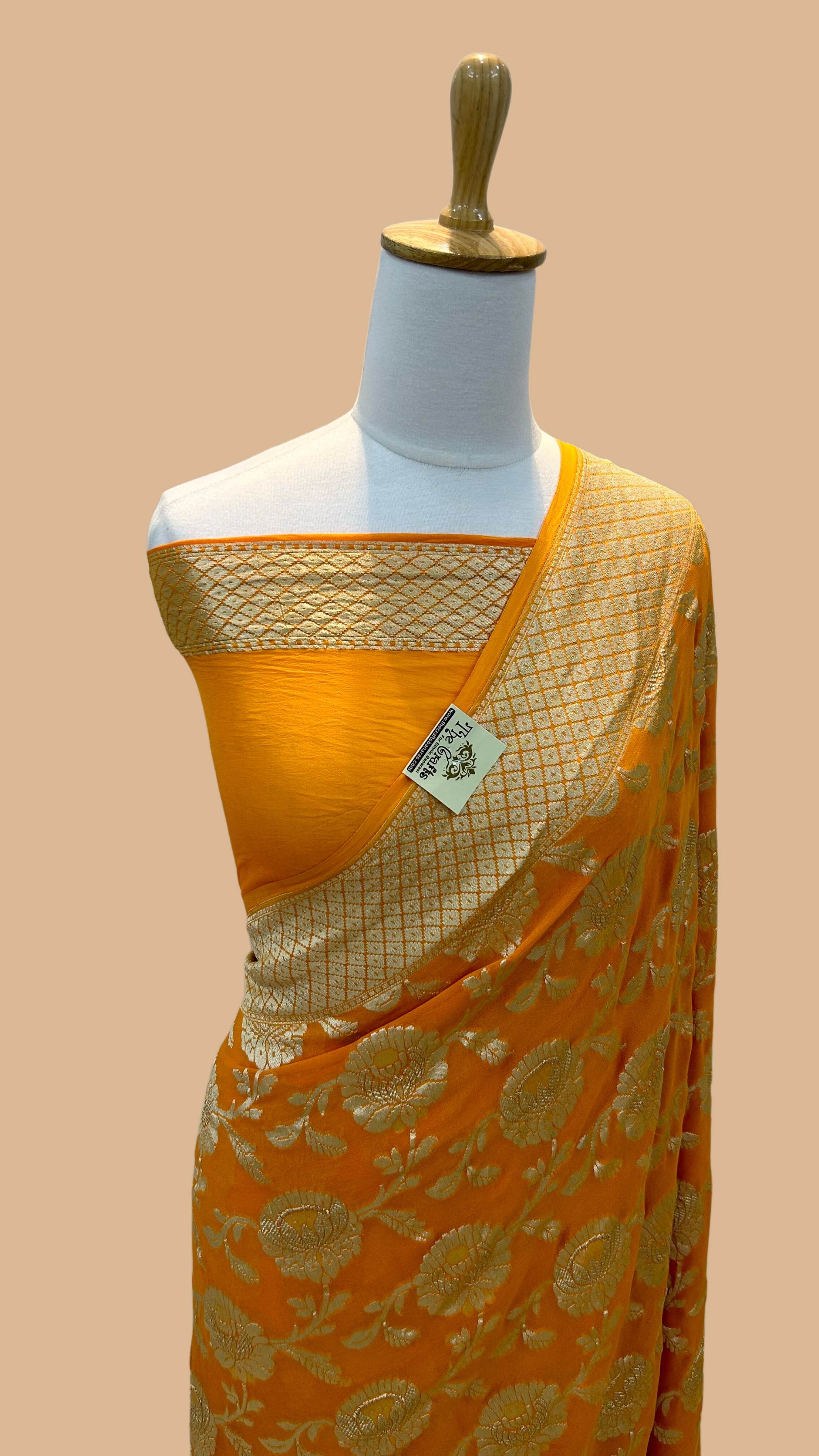 Khaddi Georgette Handloom Banarasi Saree - Water Zari