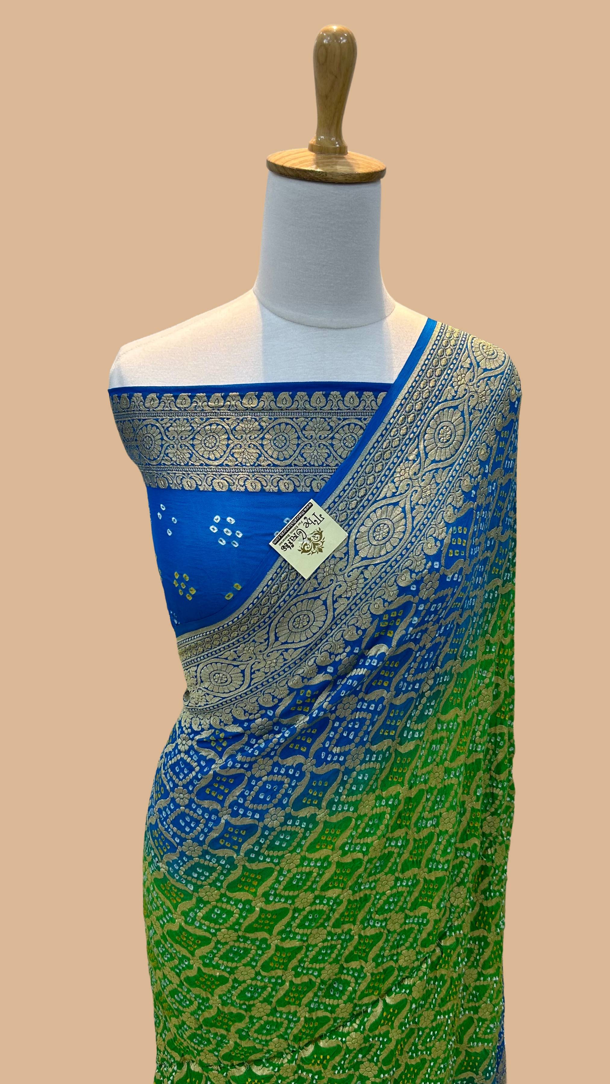 Pure Georgette Banarasi Handloom Bandhej Saree