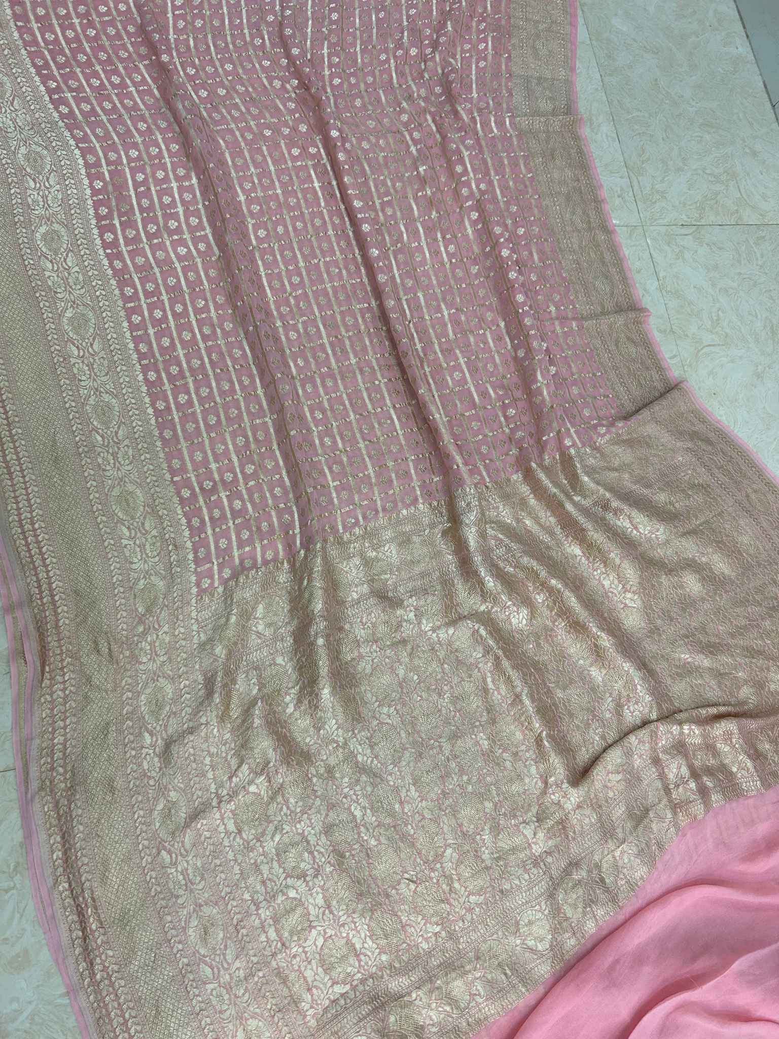 Khaddi Georgette Banarasi Saree - Water Zari