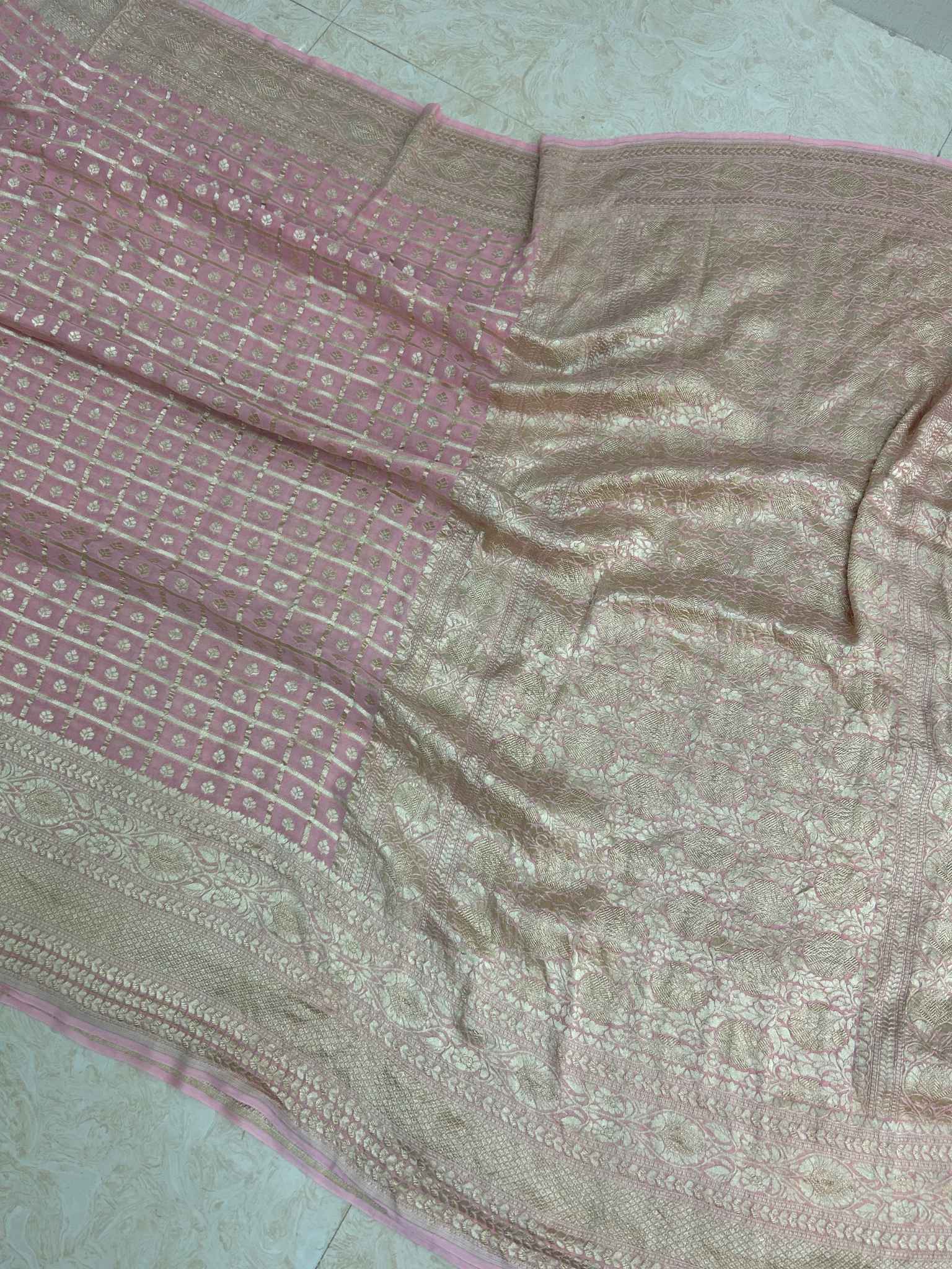 Khaddi Georgette Banarasi Saree - Water Zari