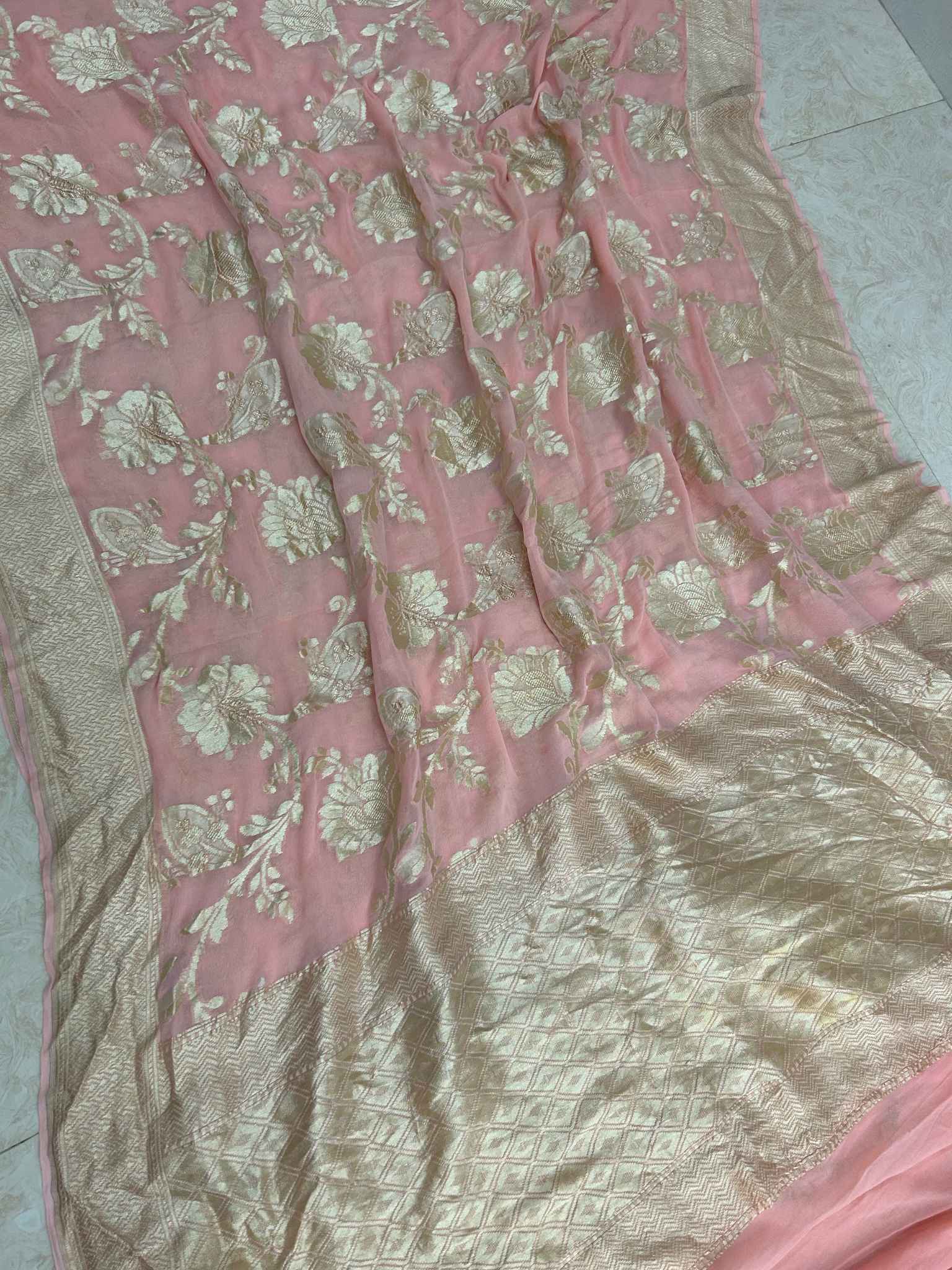 Khaddi Georgette Banarasi Saree - Water Zari