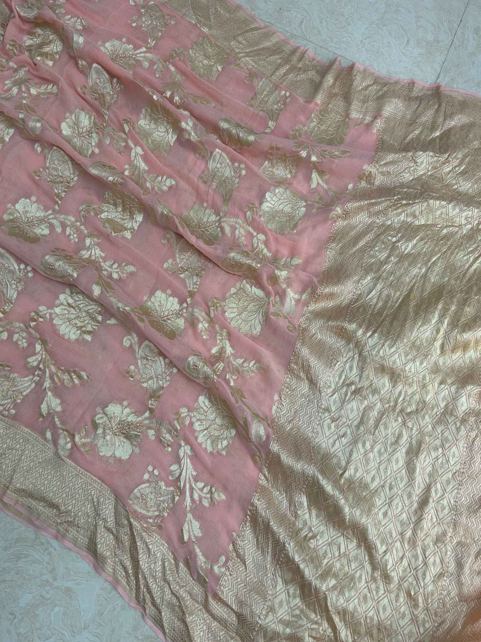 Khaddi Georgette Banarasi Saree - Water Zari