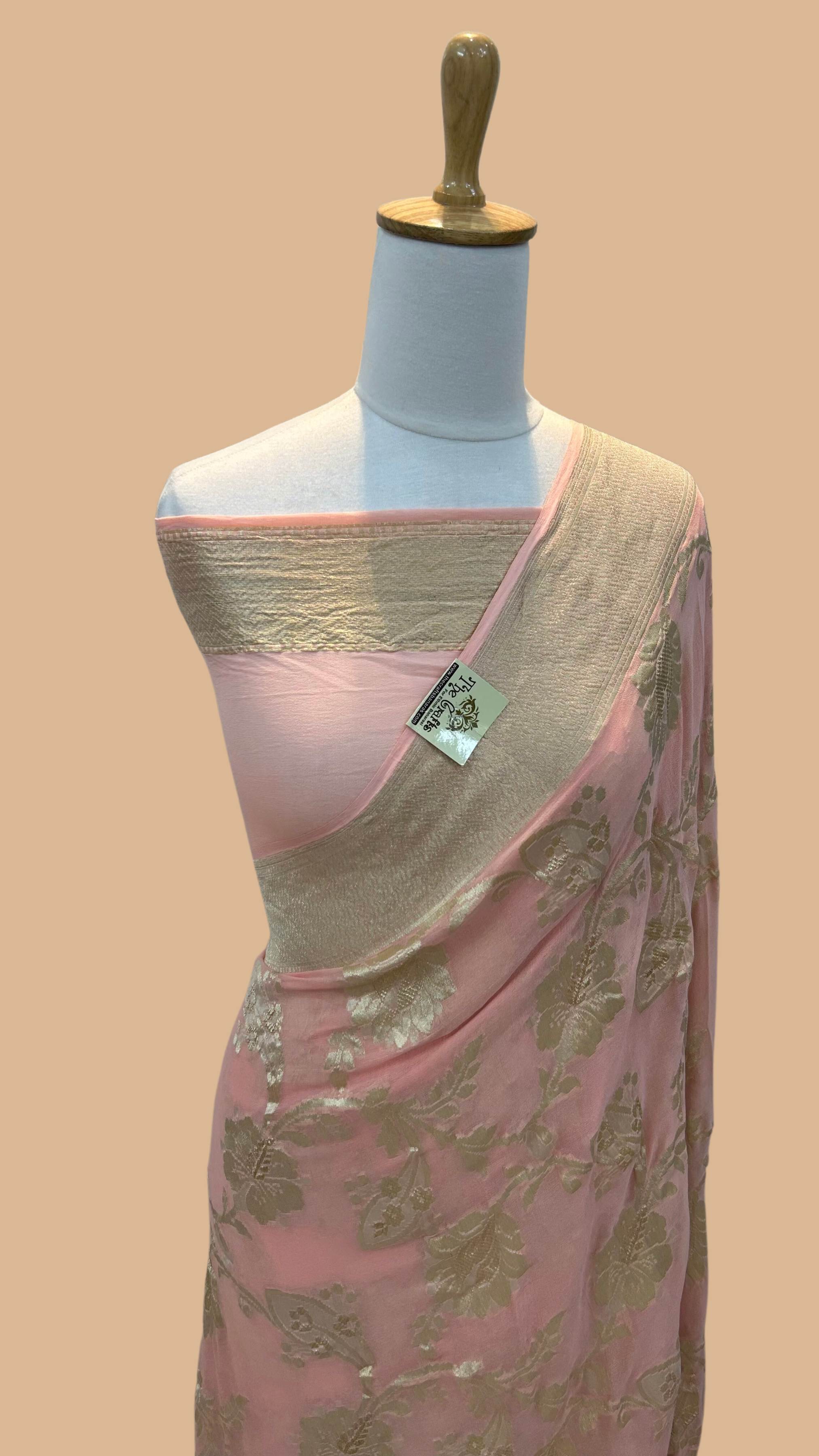 Khaddi Georgette Banarasi Saree - Water Zari