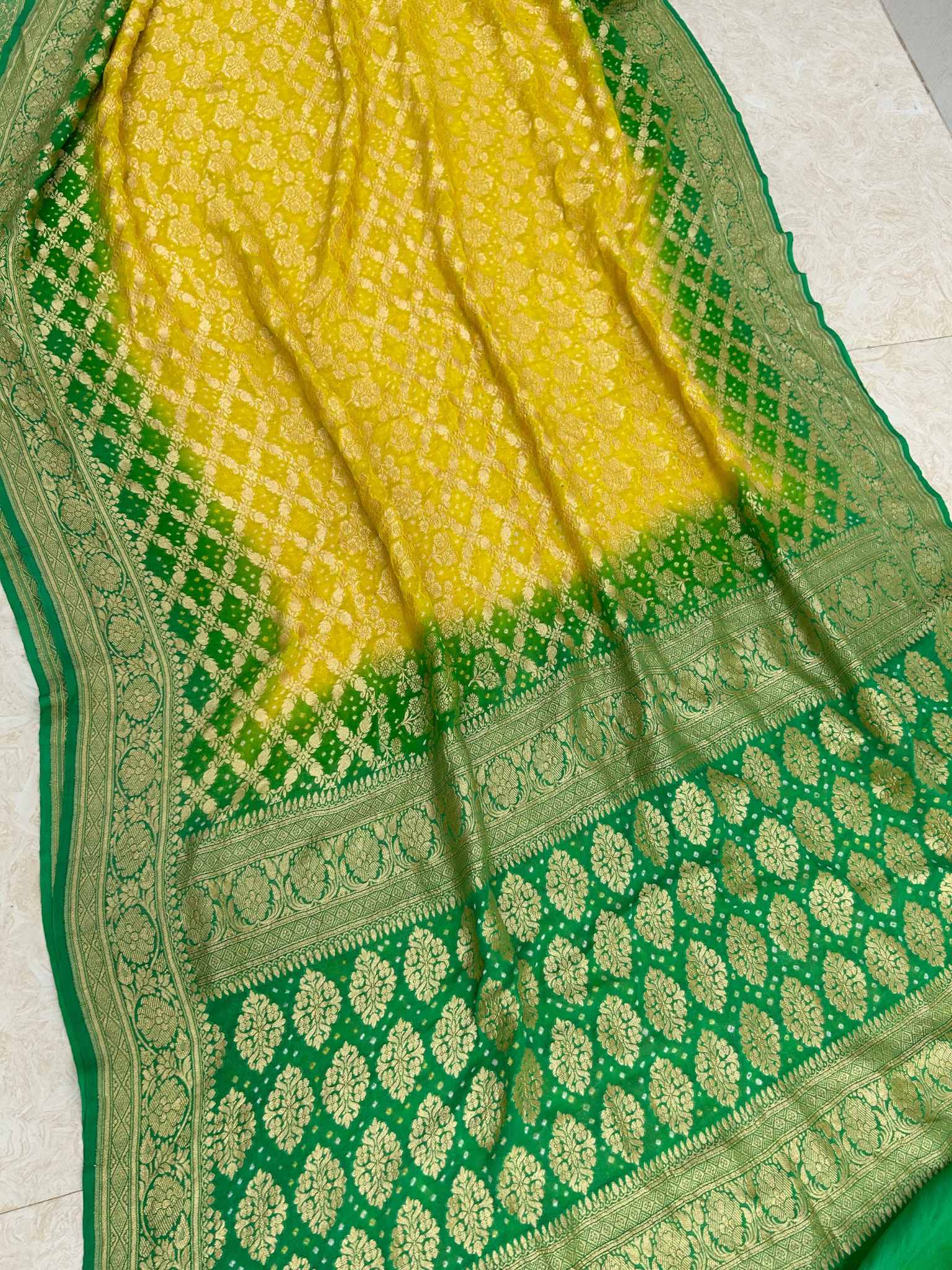 Pure Georgette Banarasi Handloom Bandhej Saree