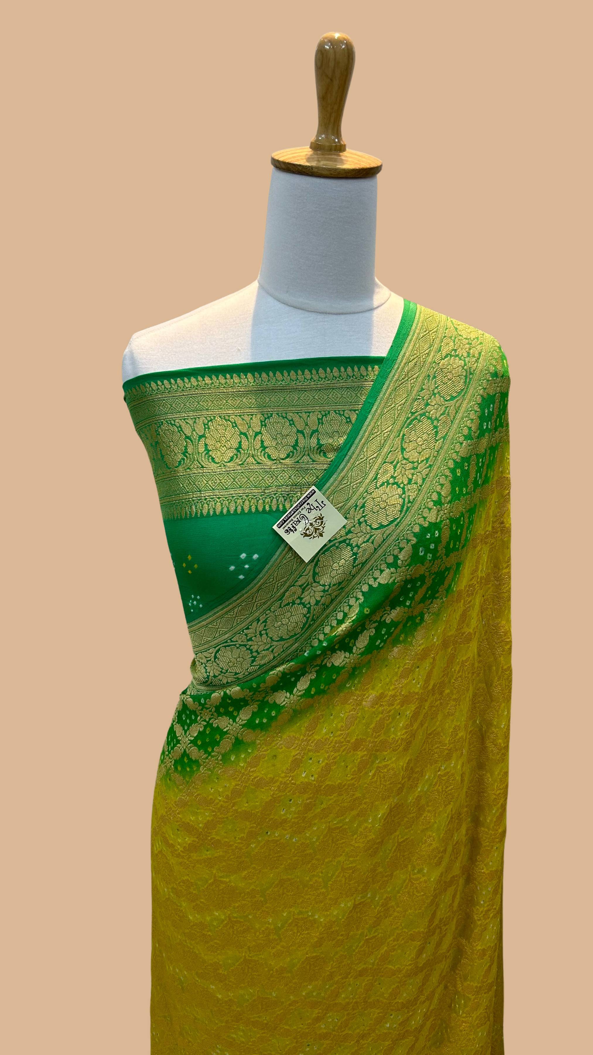 Pure Georgette Banarasi Handloom Bandhej Saree