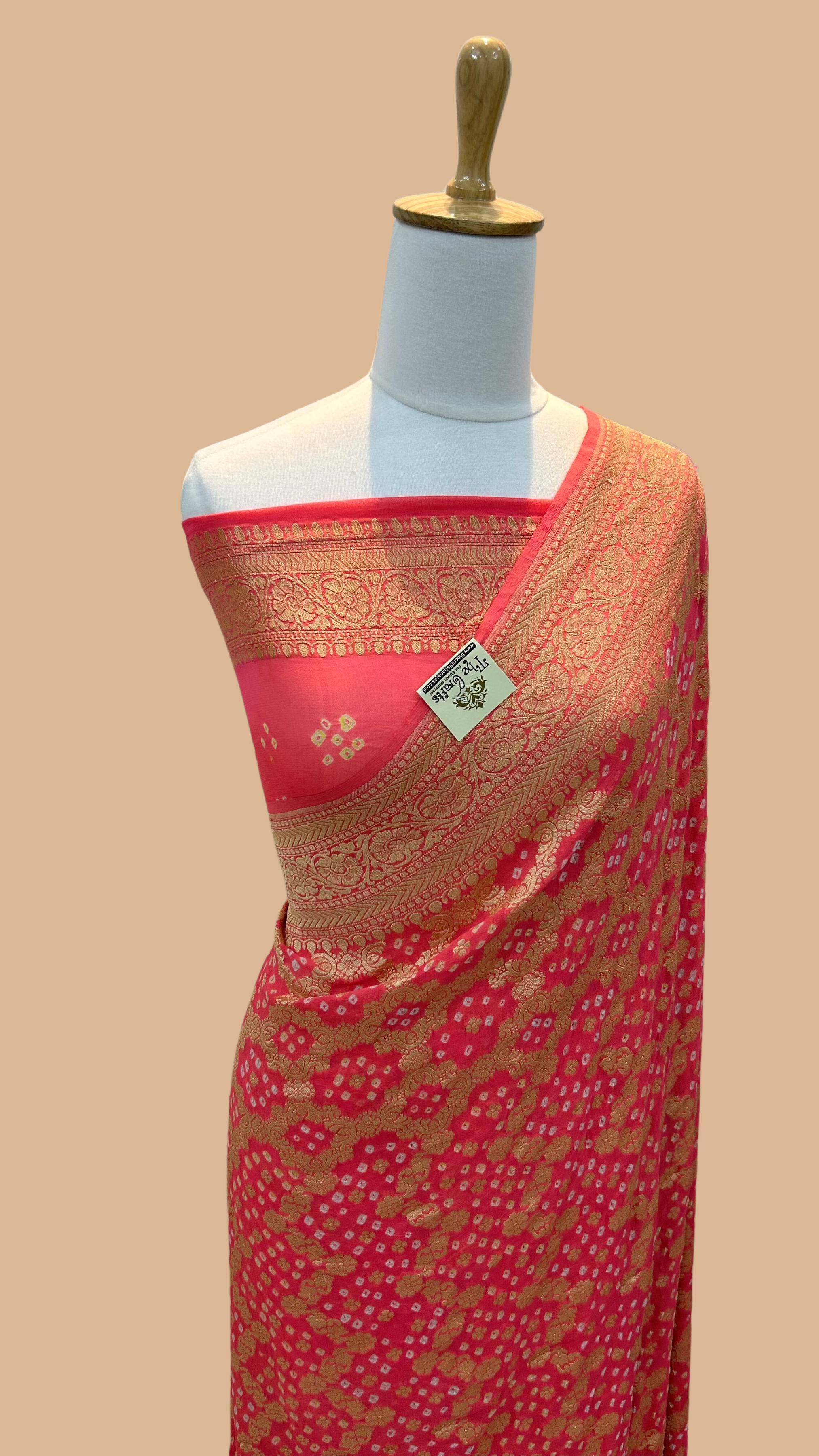 Pure Georgette Banarasi Handloom Bandhej Saree