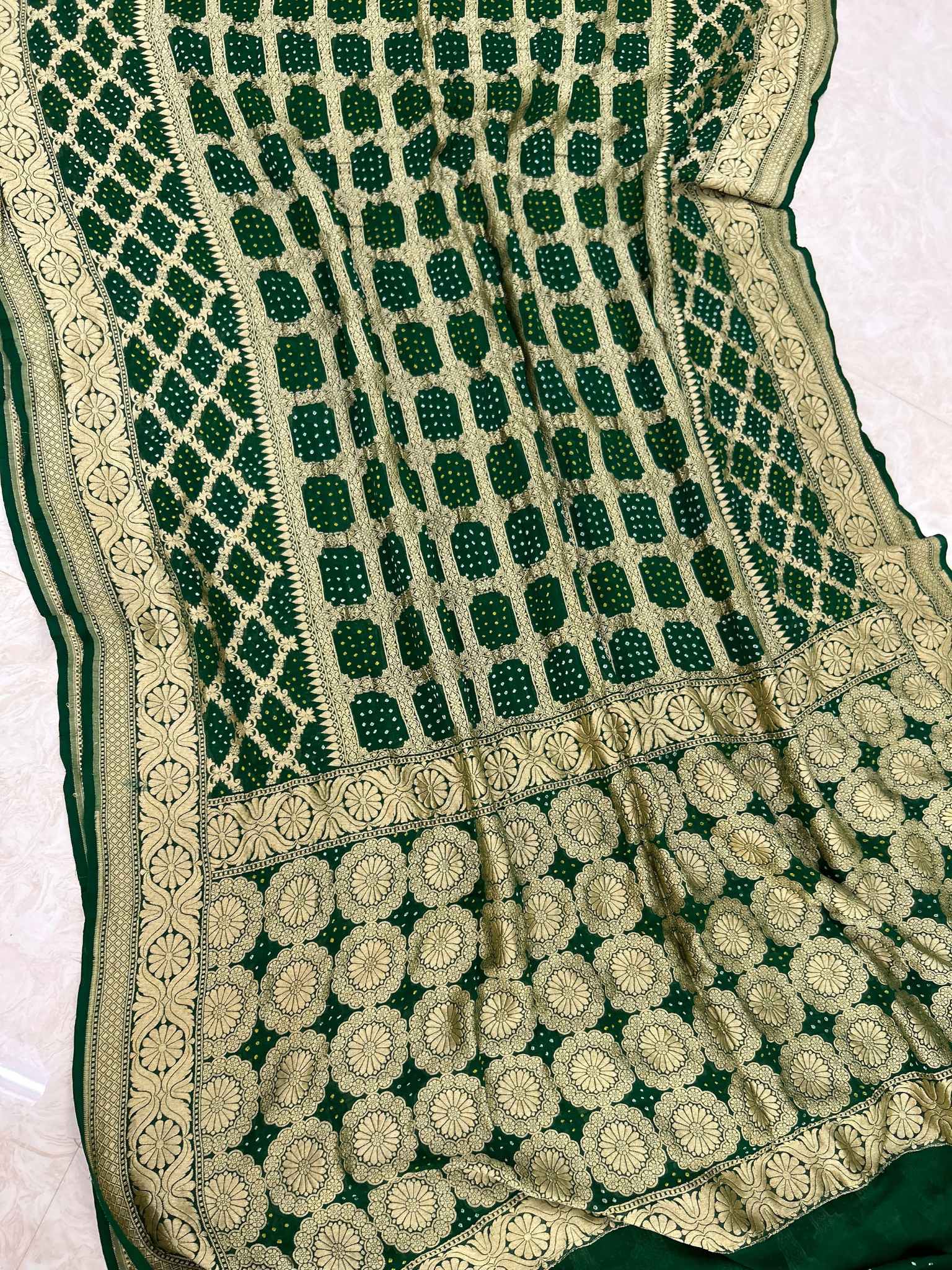 Pure Georgette Banarasi Handloom Bandhej Saree