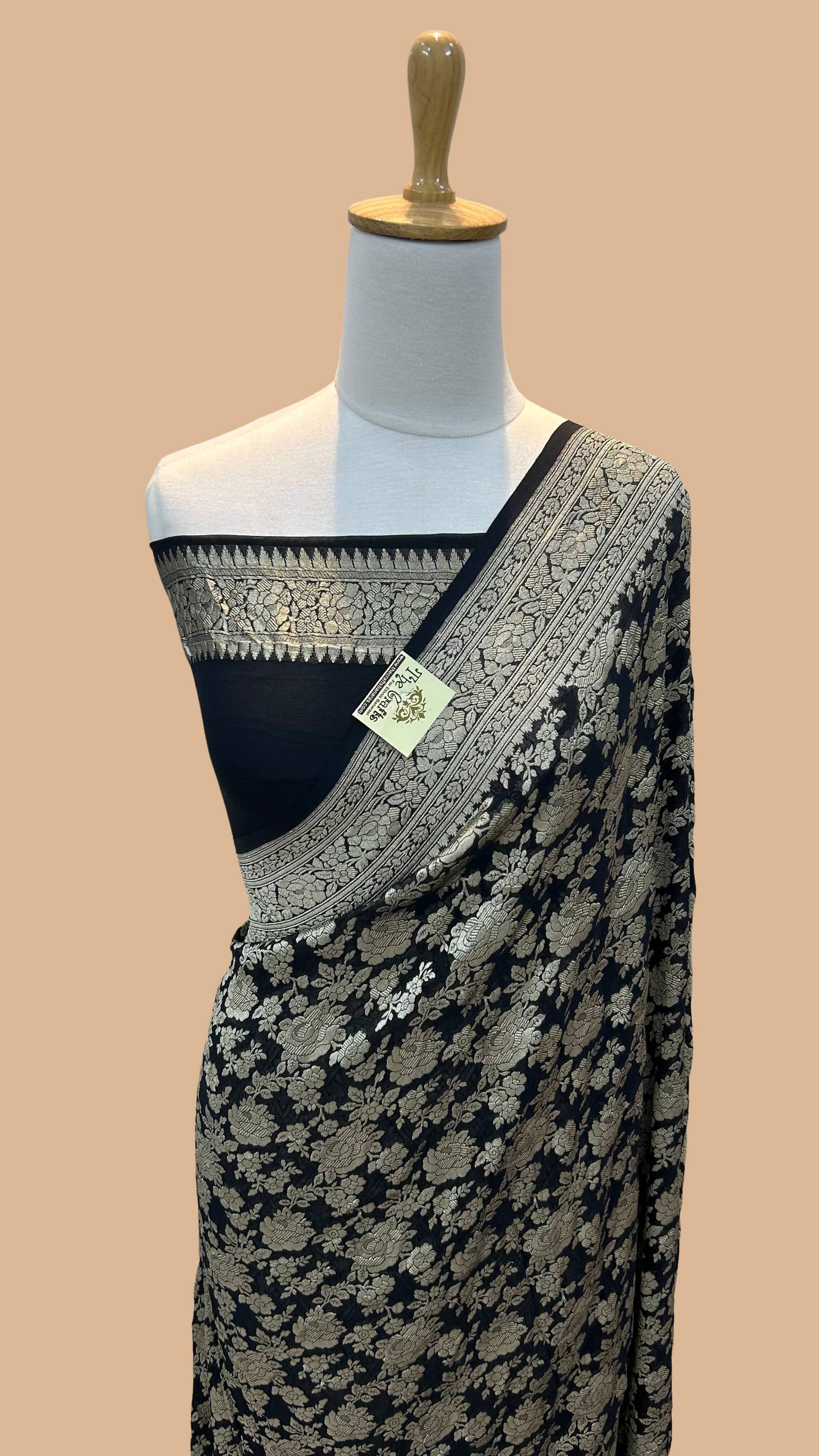 Khaddi Georgette Banarasi Saree - Water Zari