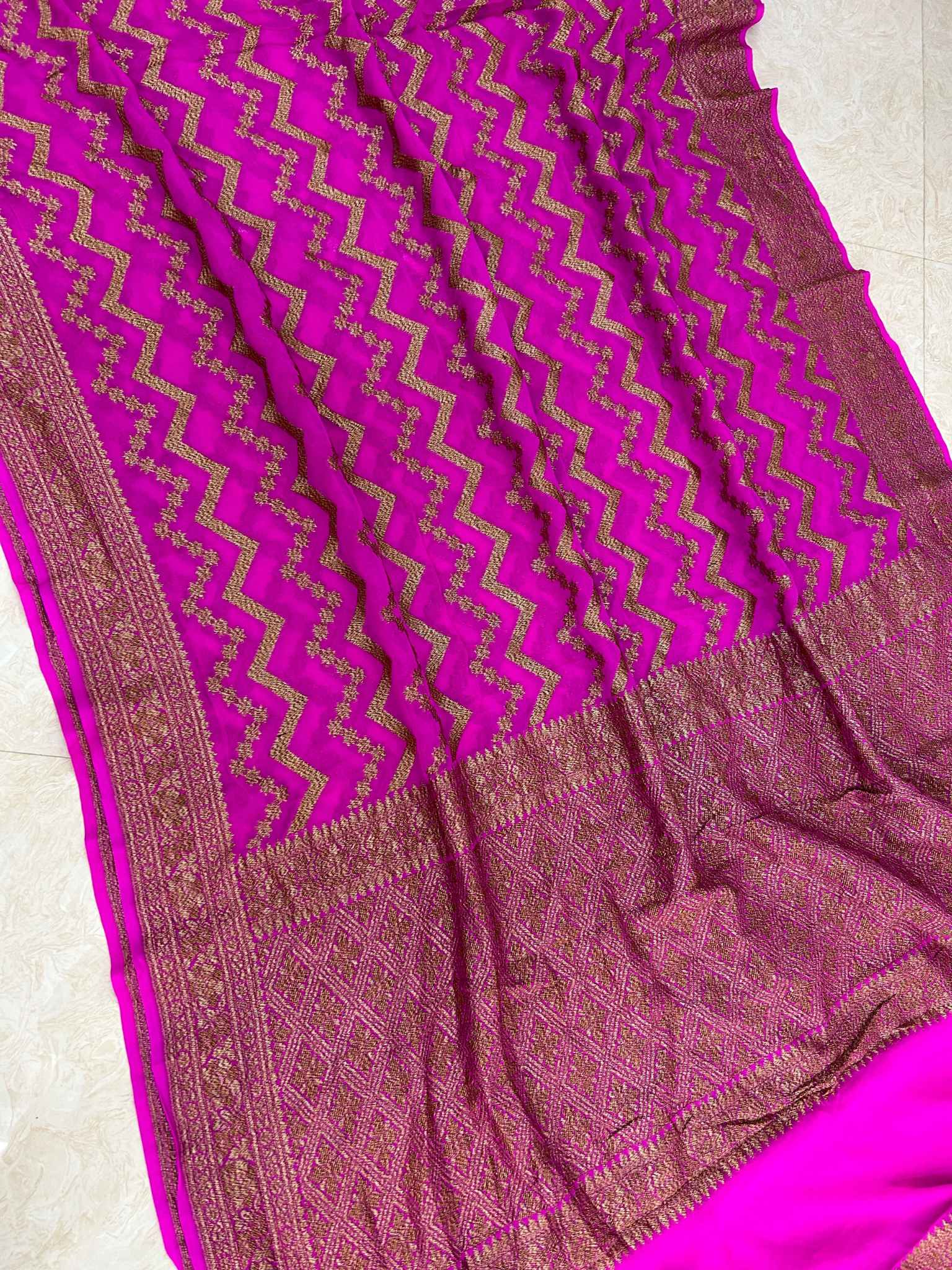 Khaddi Georgette Banarasi Saree - Antique Zari