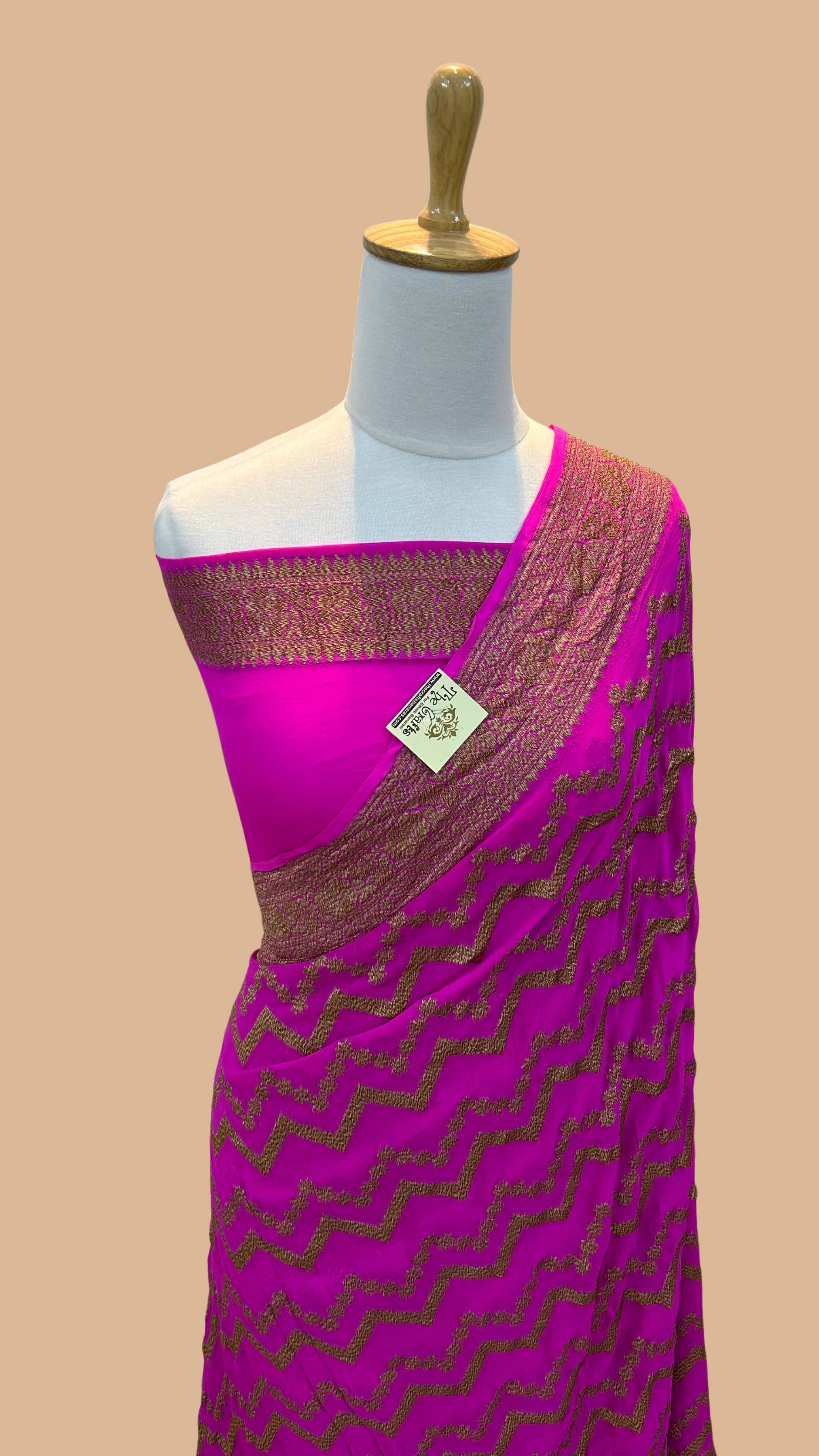 Khaddi Georgette Banarasi Saree - Antique Zari