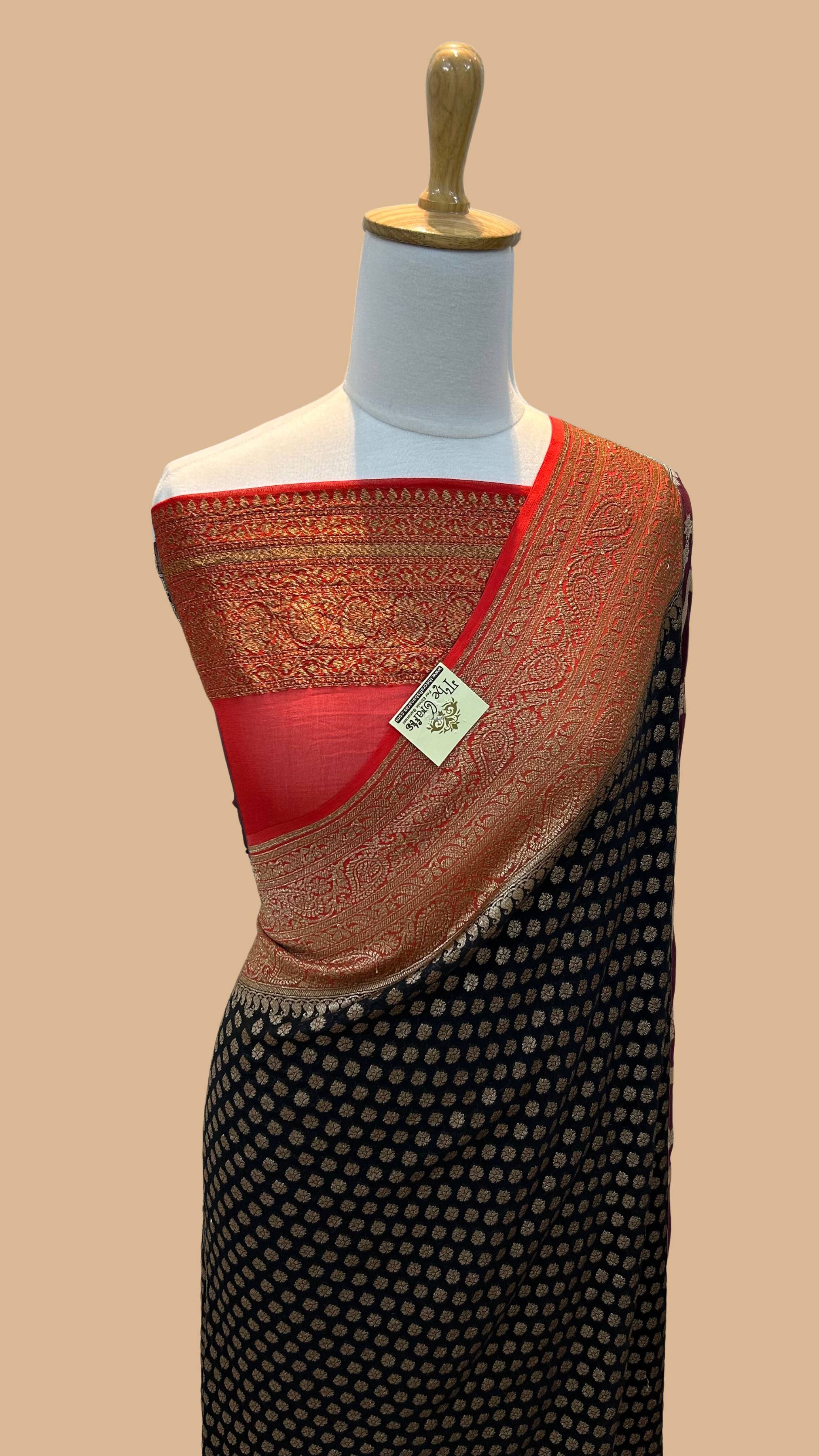 Khaddi Georgette Banarasi Saree - Antique Zari