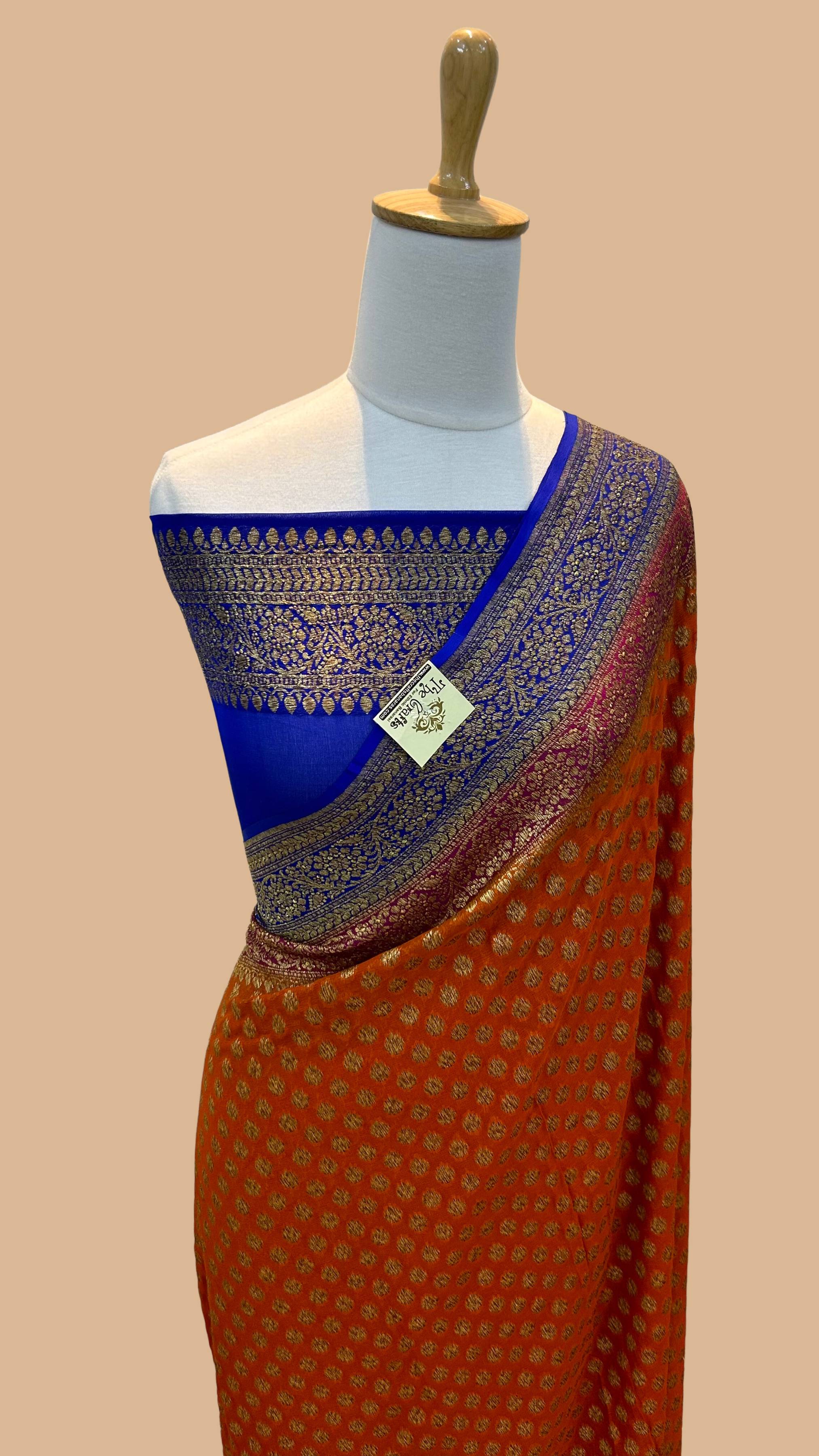 Khaddi Georgette Banarasi Saree - Antique Zari