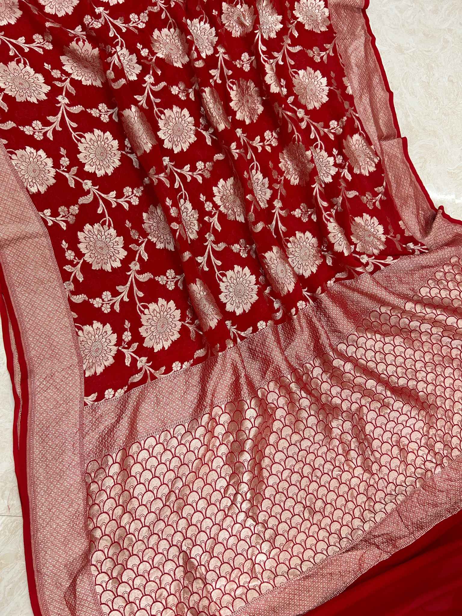 Khaddi Georgette Banarasi Saree - Water Zari