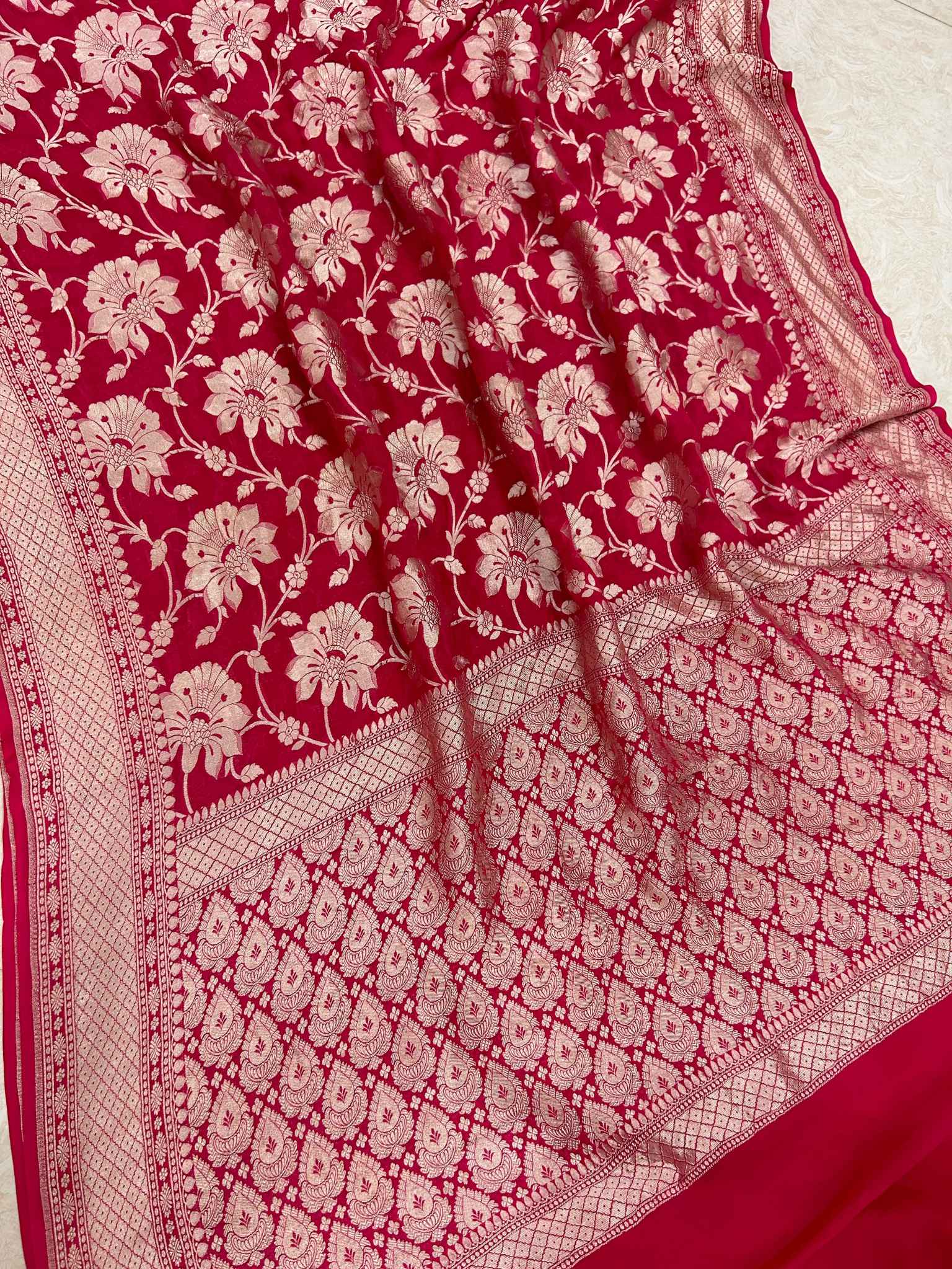 Khaddi Georgette Banarasi Saree - Water Zari