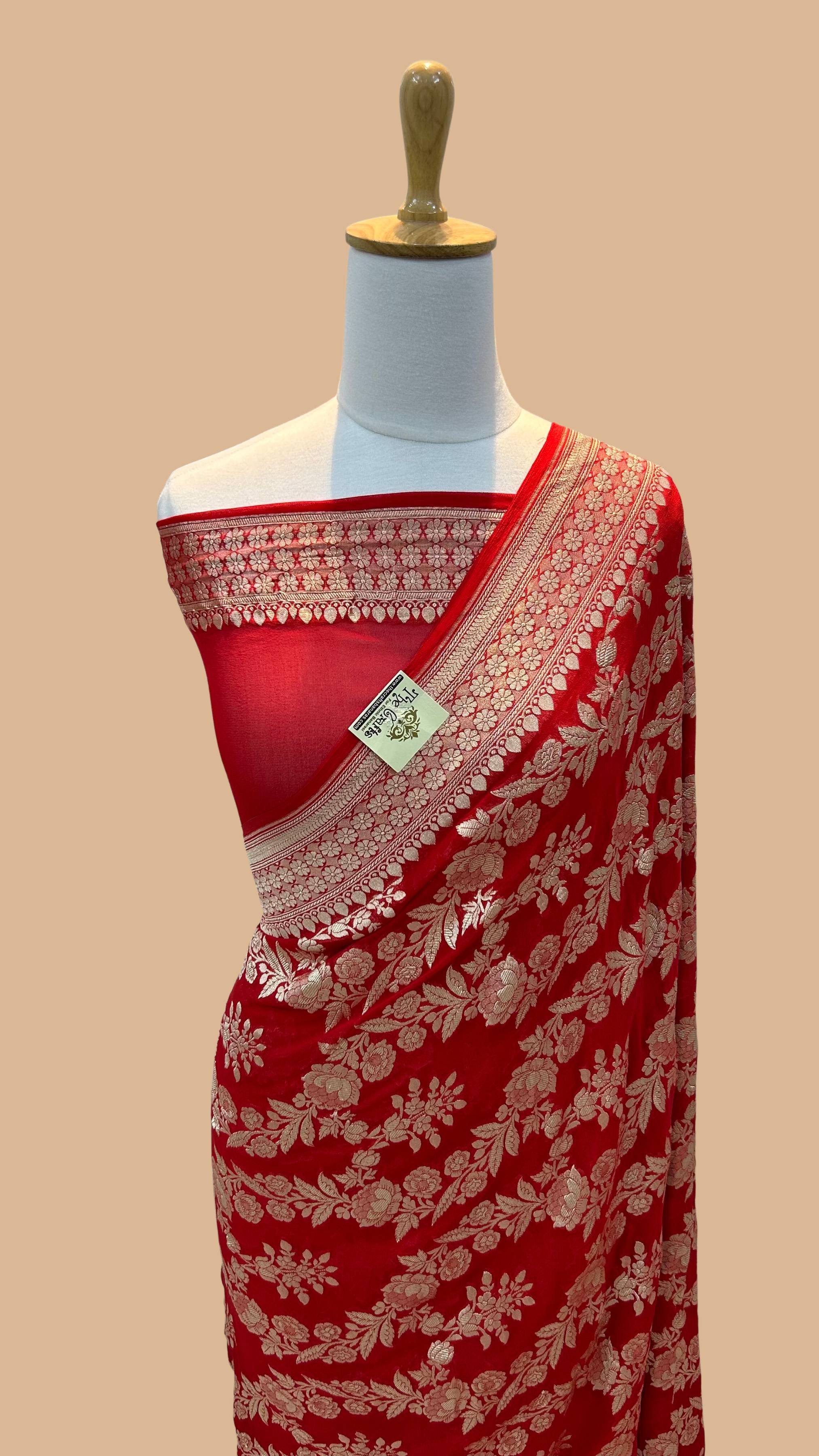 Khaddi Georgette Banarasi Saree - Water Zari