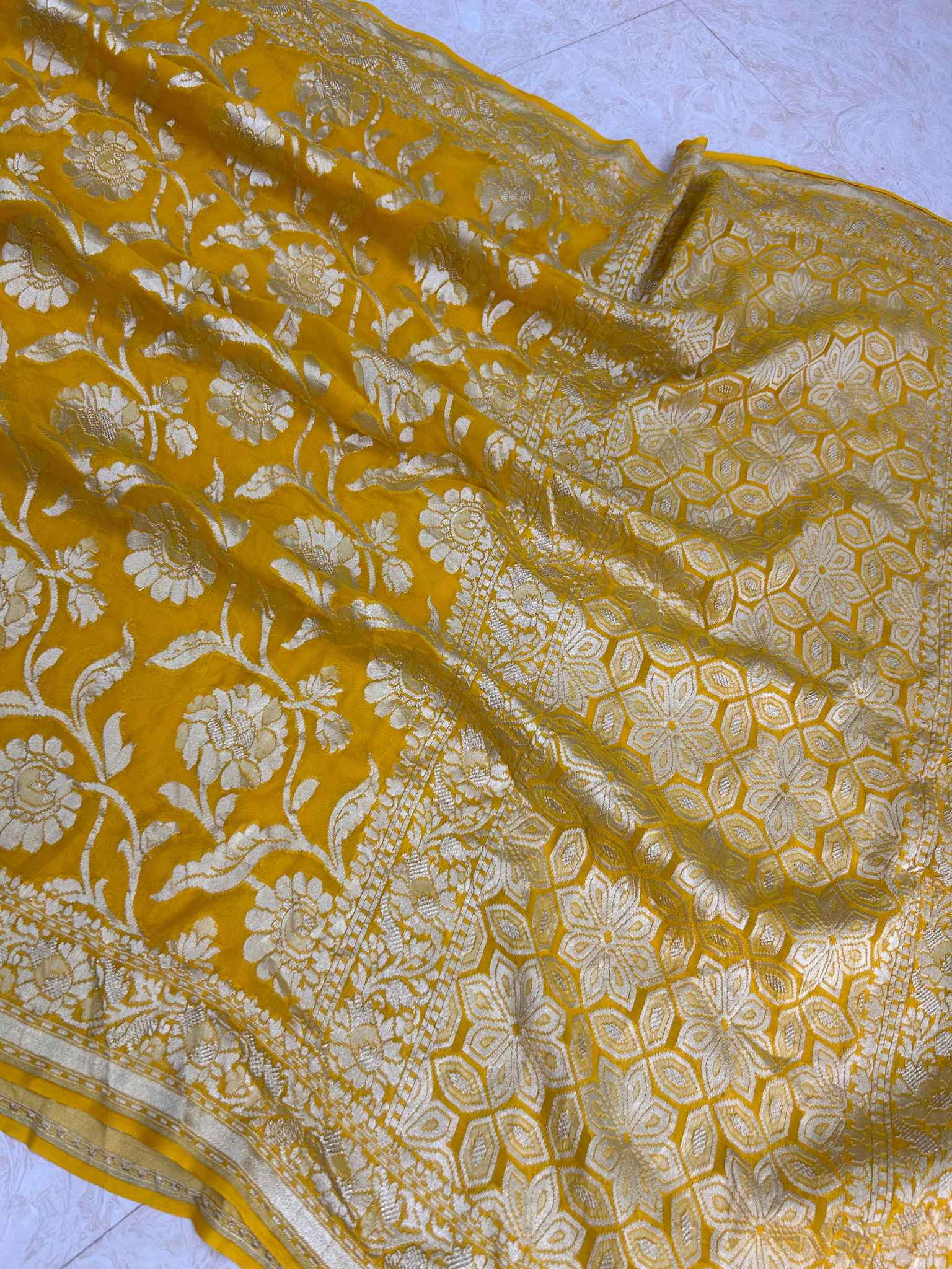 Khaddi Georgette Banarasi Saree - Water Zari