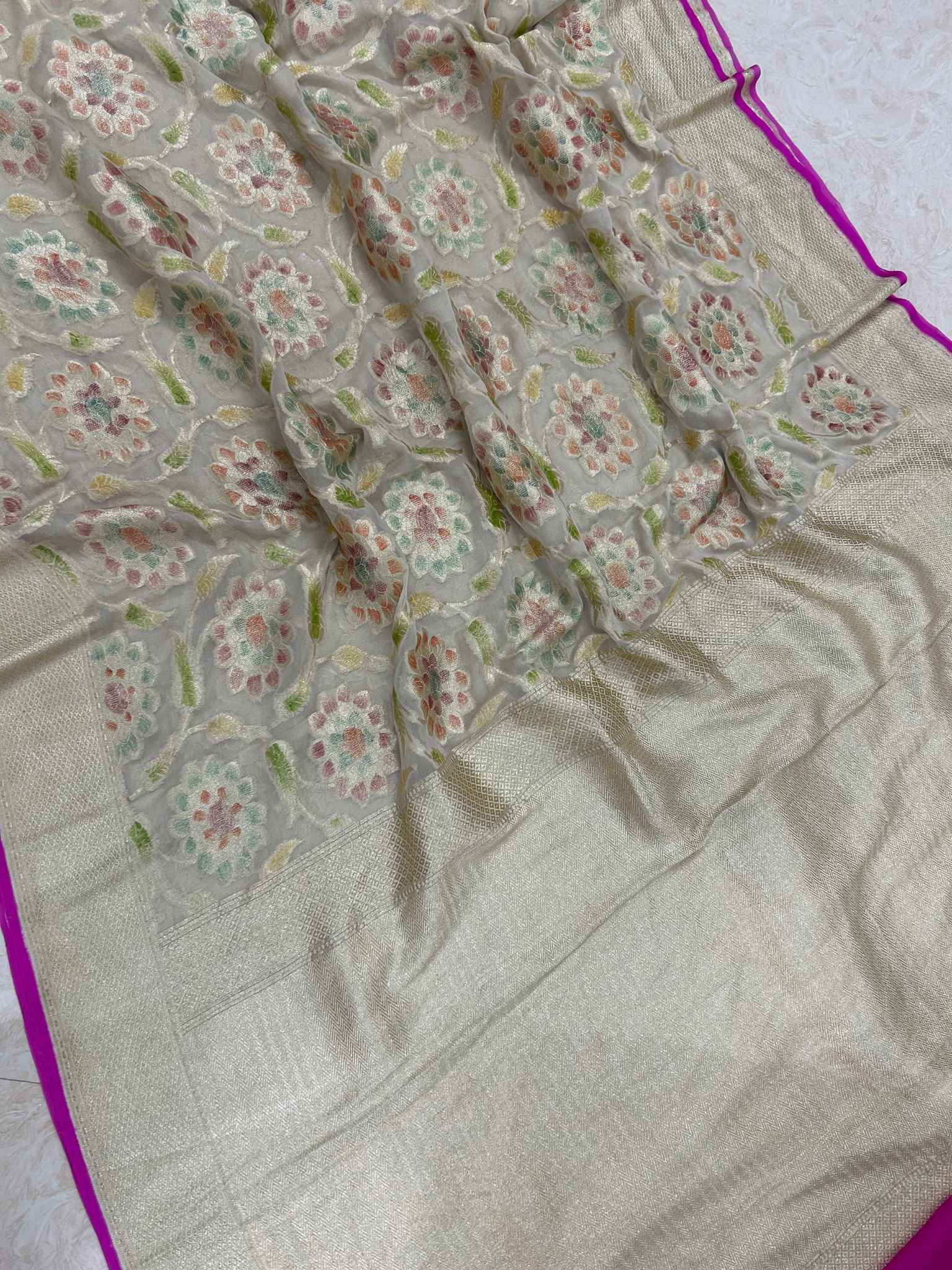 Khaddi Georgette Banarasi Saree - Water Zari