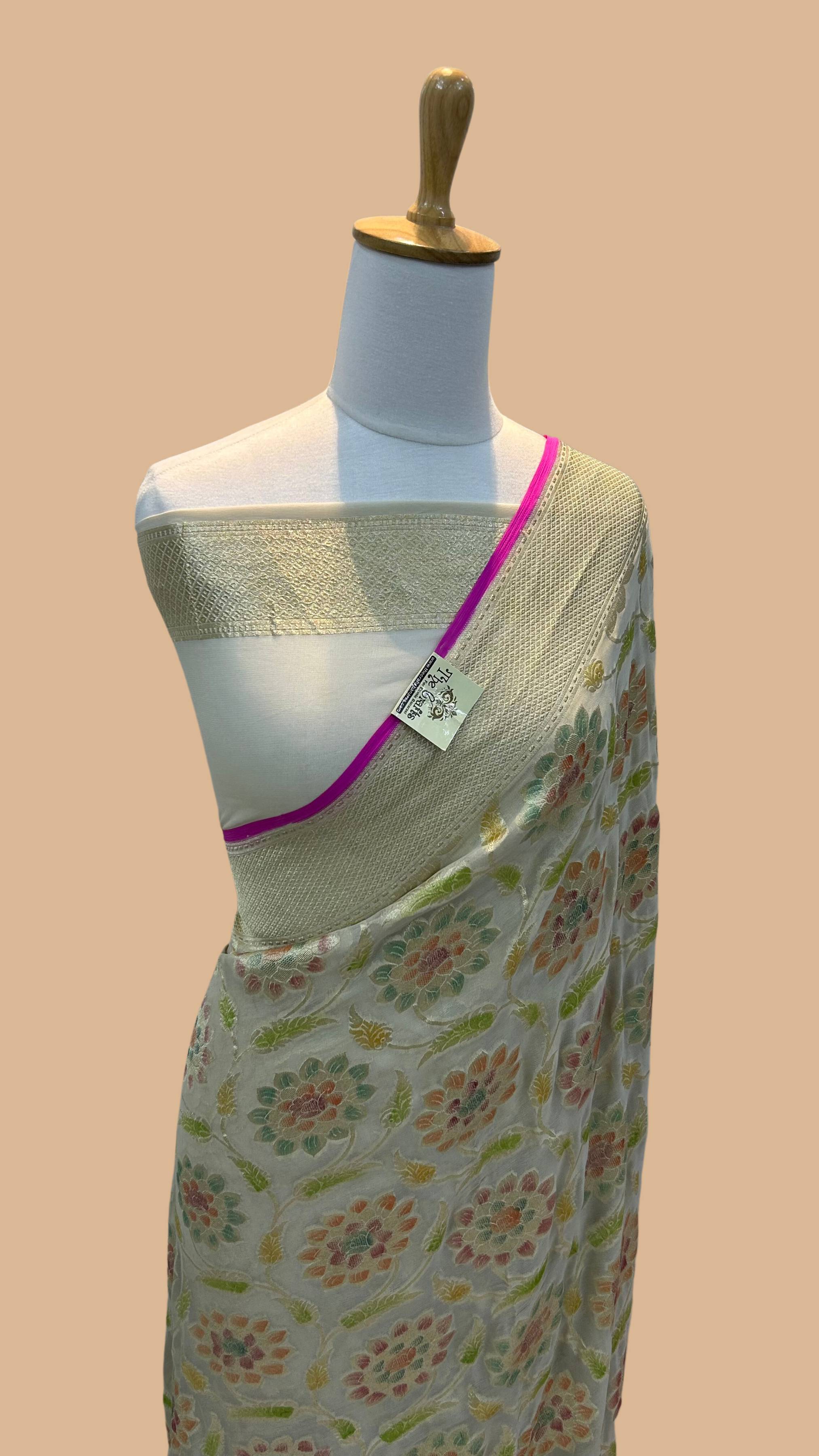 Khaddi Georgette Banarasi Saree - Water Zari