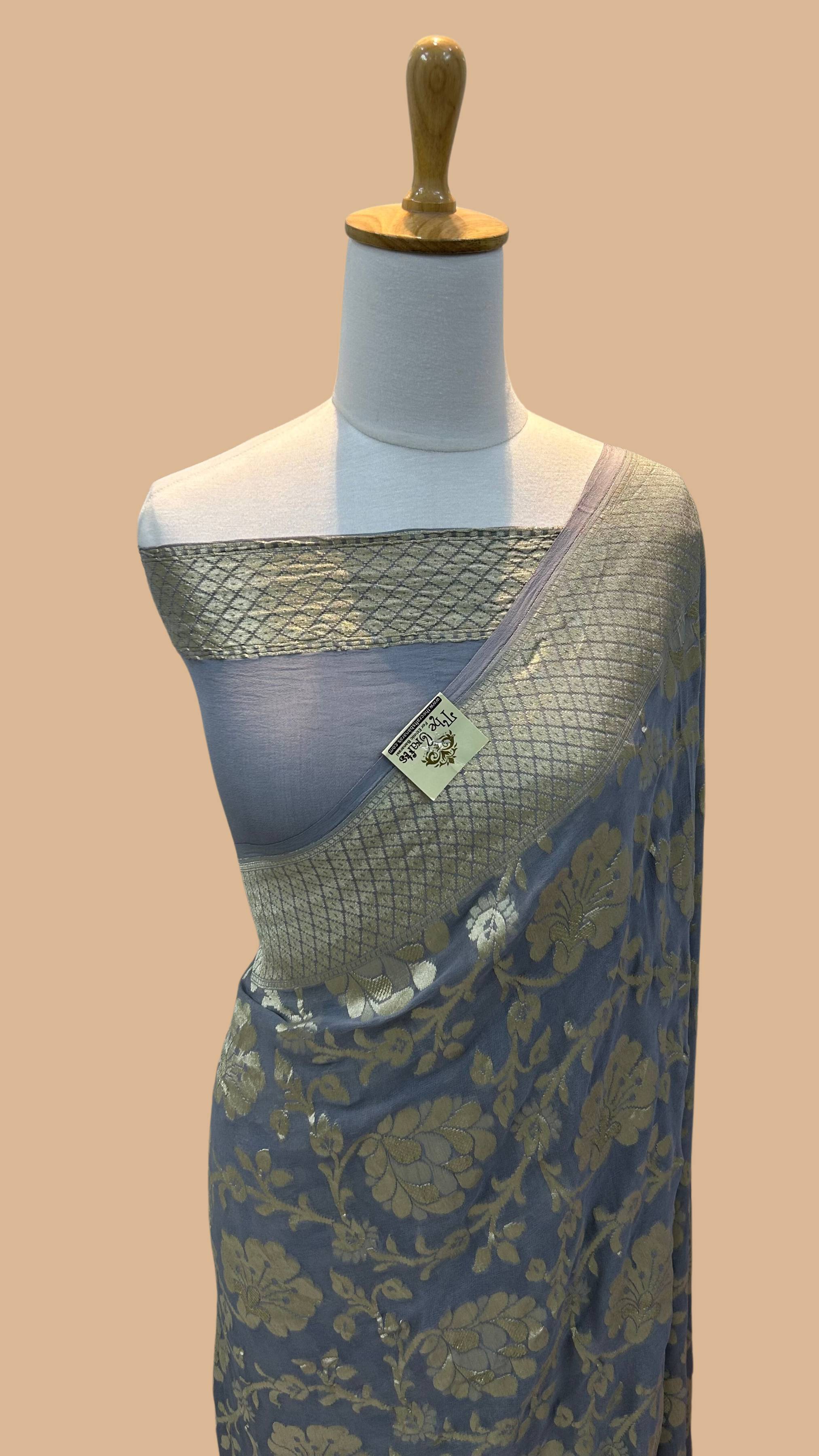 Khaddi Georgette Banarasi Saree - Water Zari