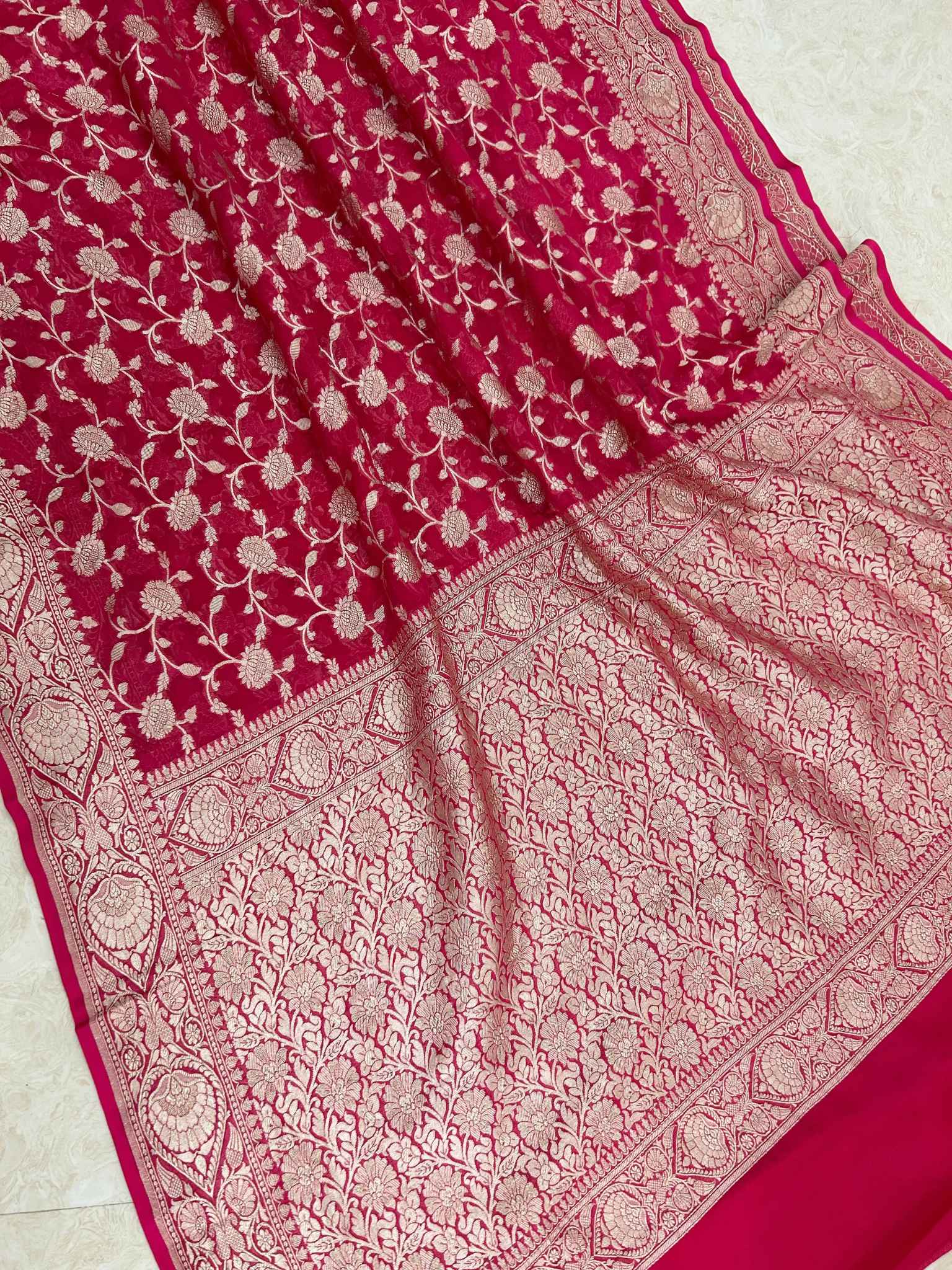 Khaddi Georgette Banarasi Saree - Water Zari