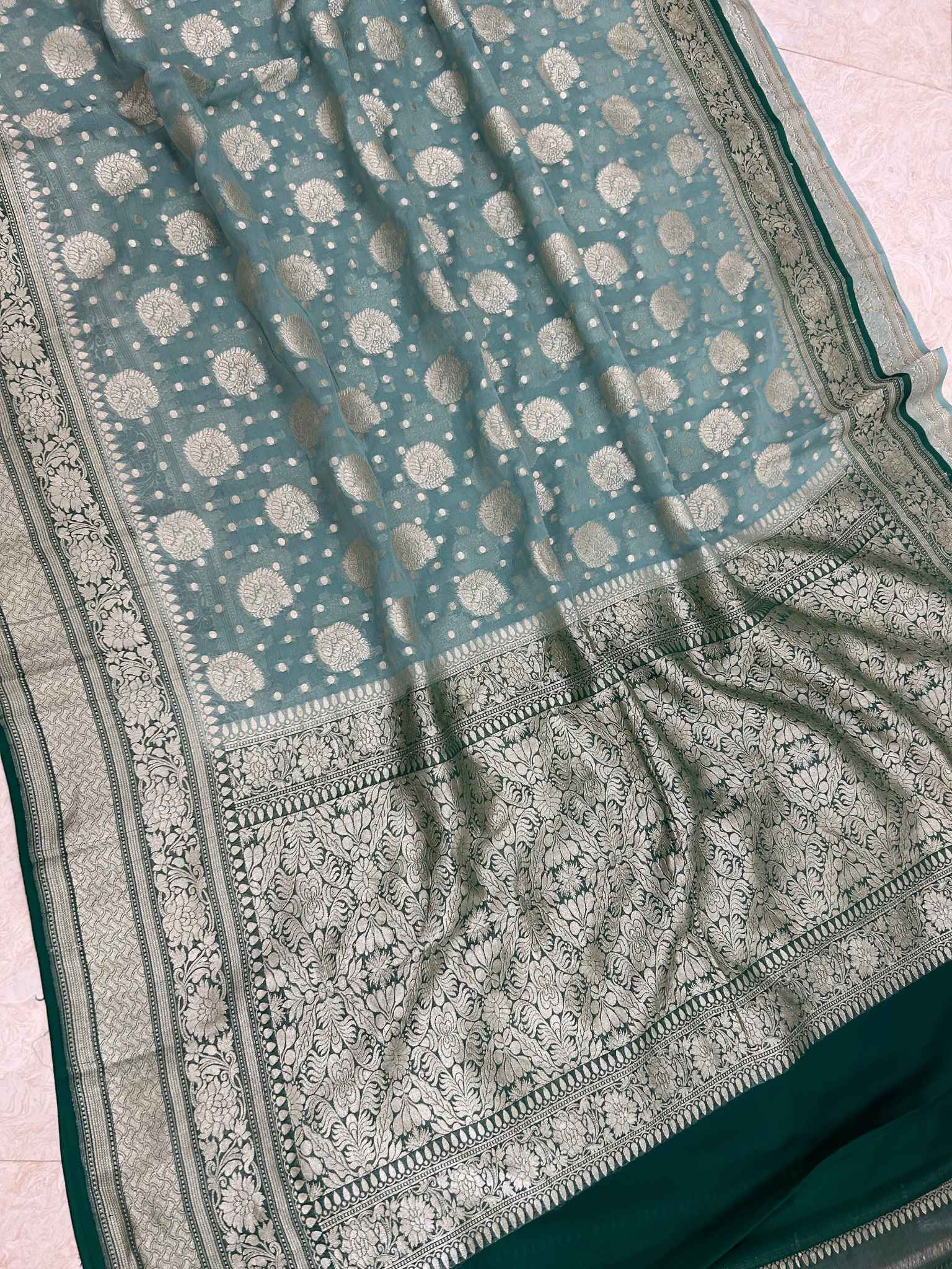 Khaddi Georgette Banarasi Saree - Water Zari