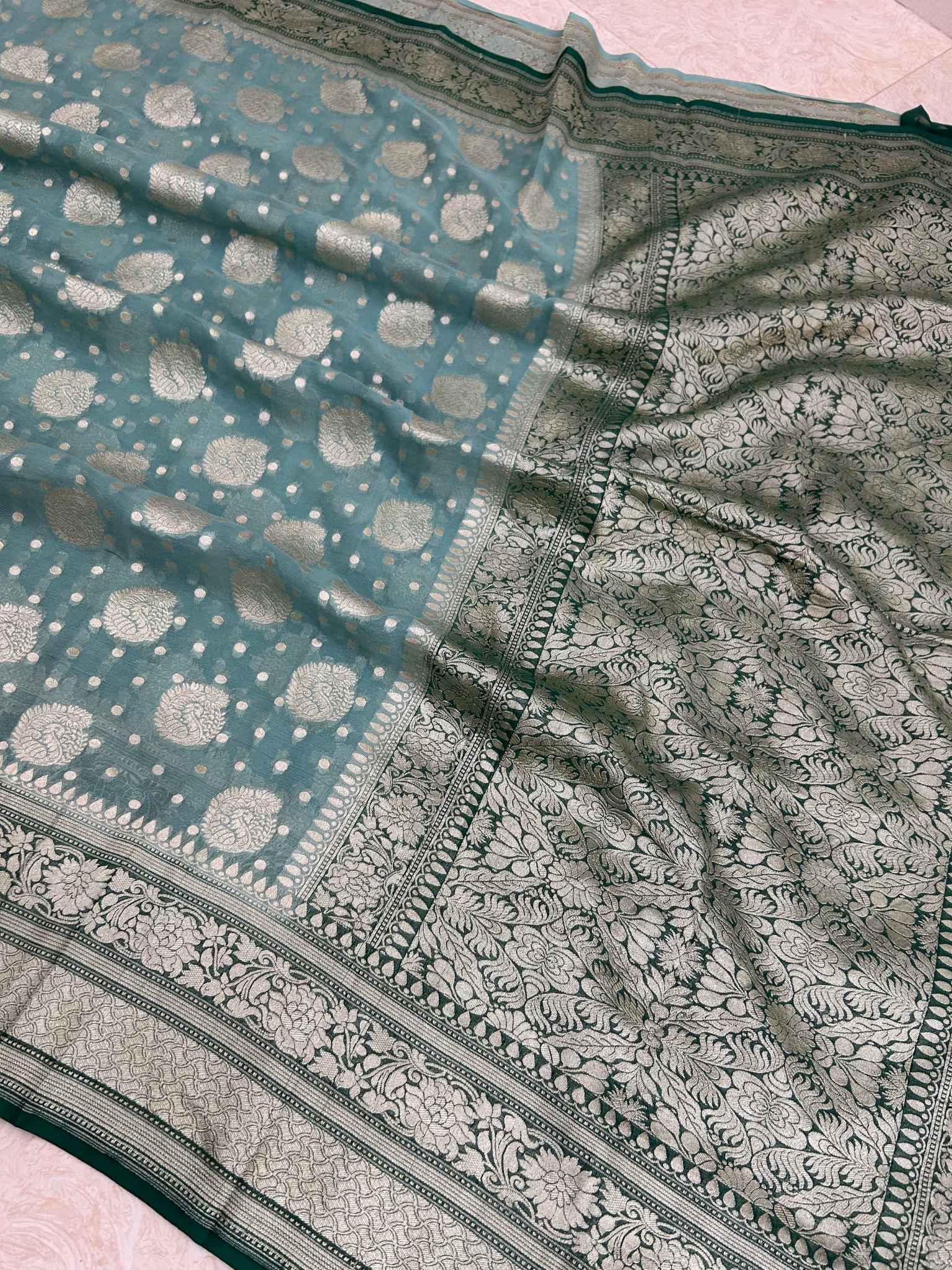 Khaddi Georgette Banarasi Saree - Water Zari