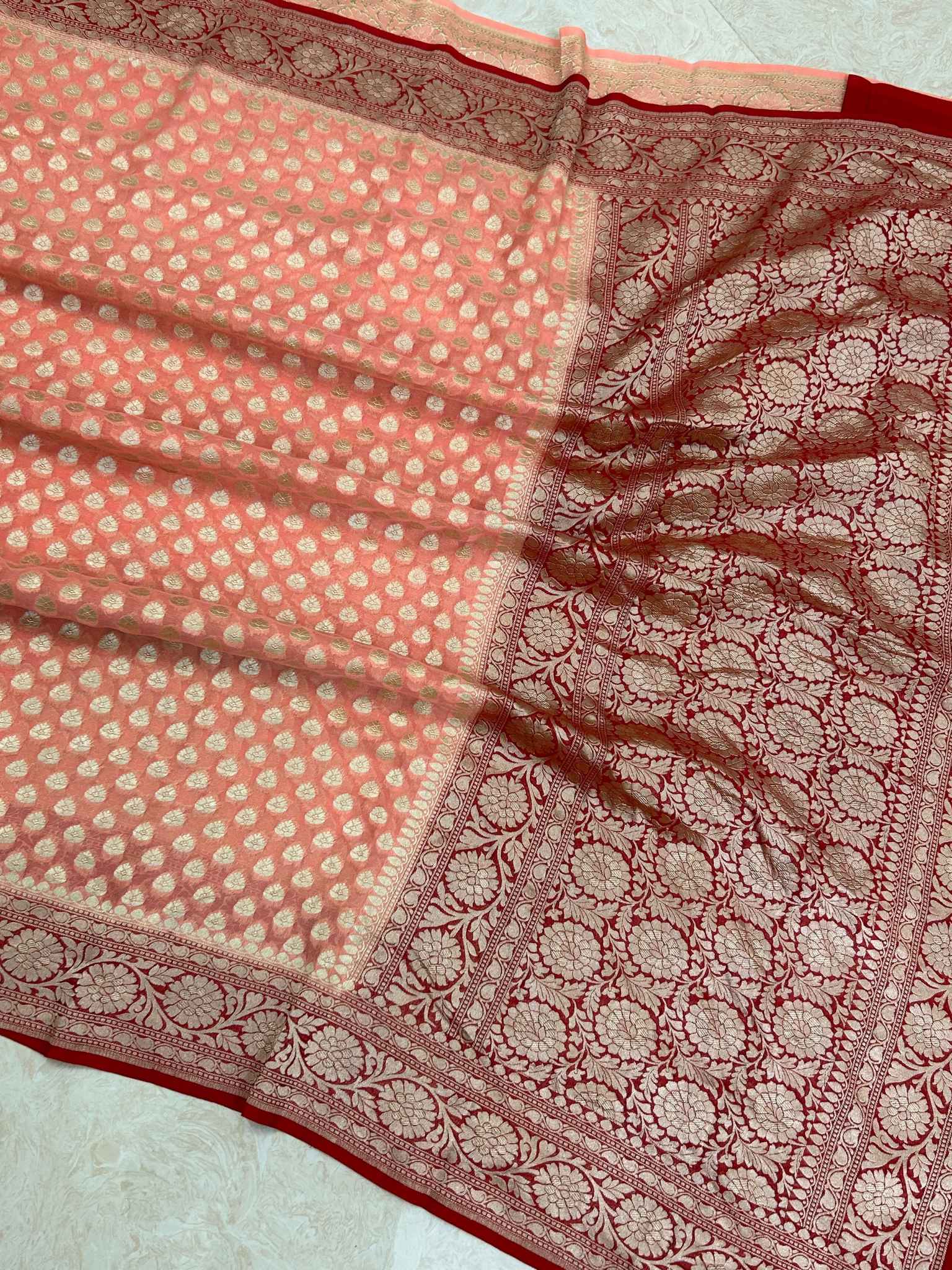 Khaddi Georgette Banarasi Saree - Water Zari