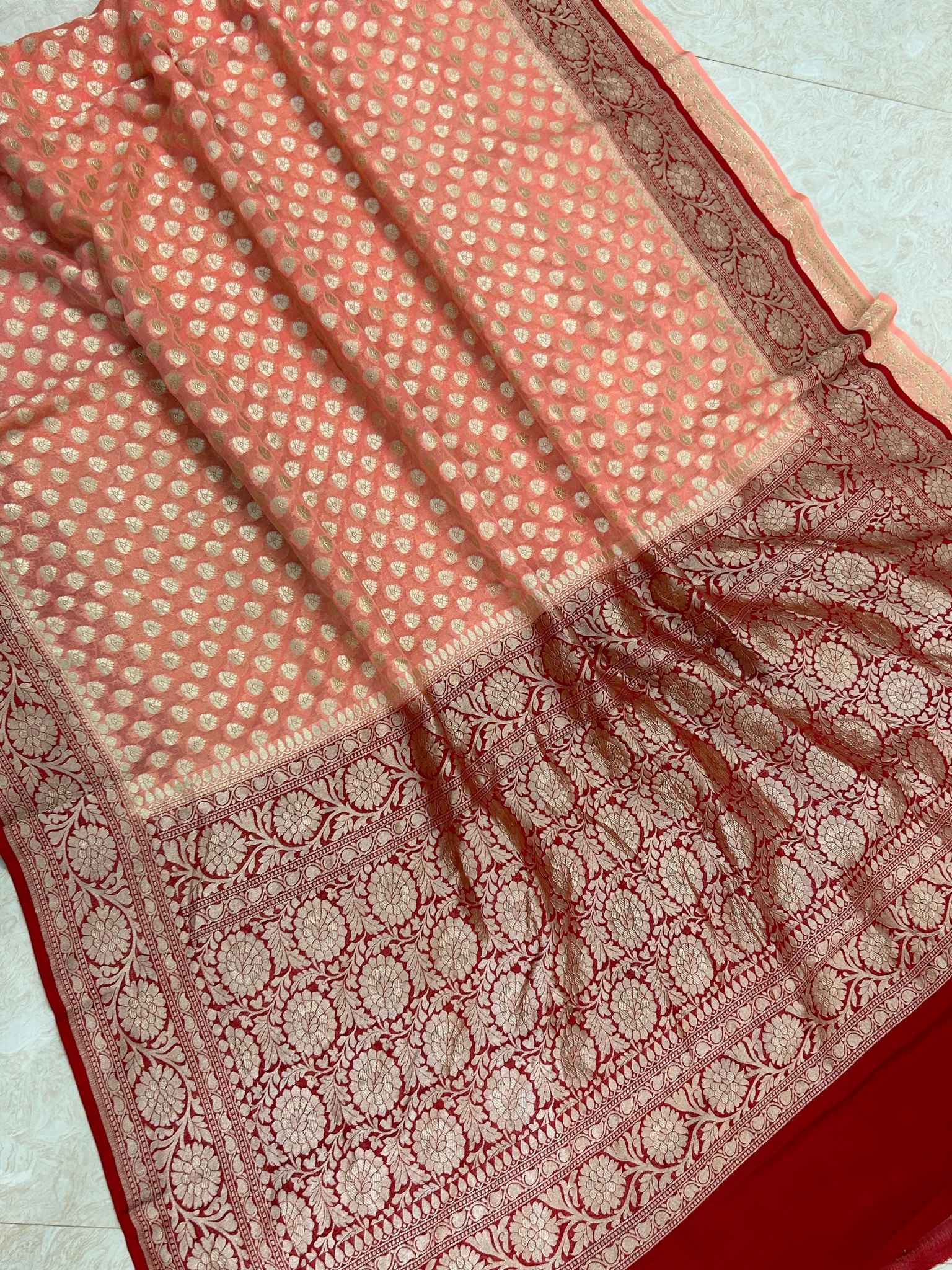 Khaddi Georgette Banarasi Saree - Water Zari