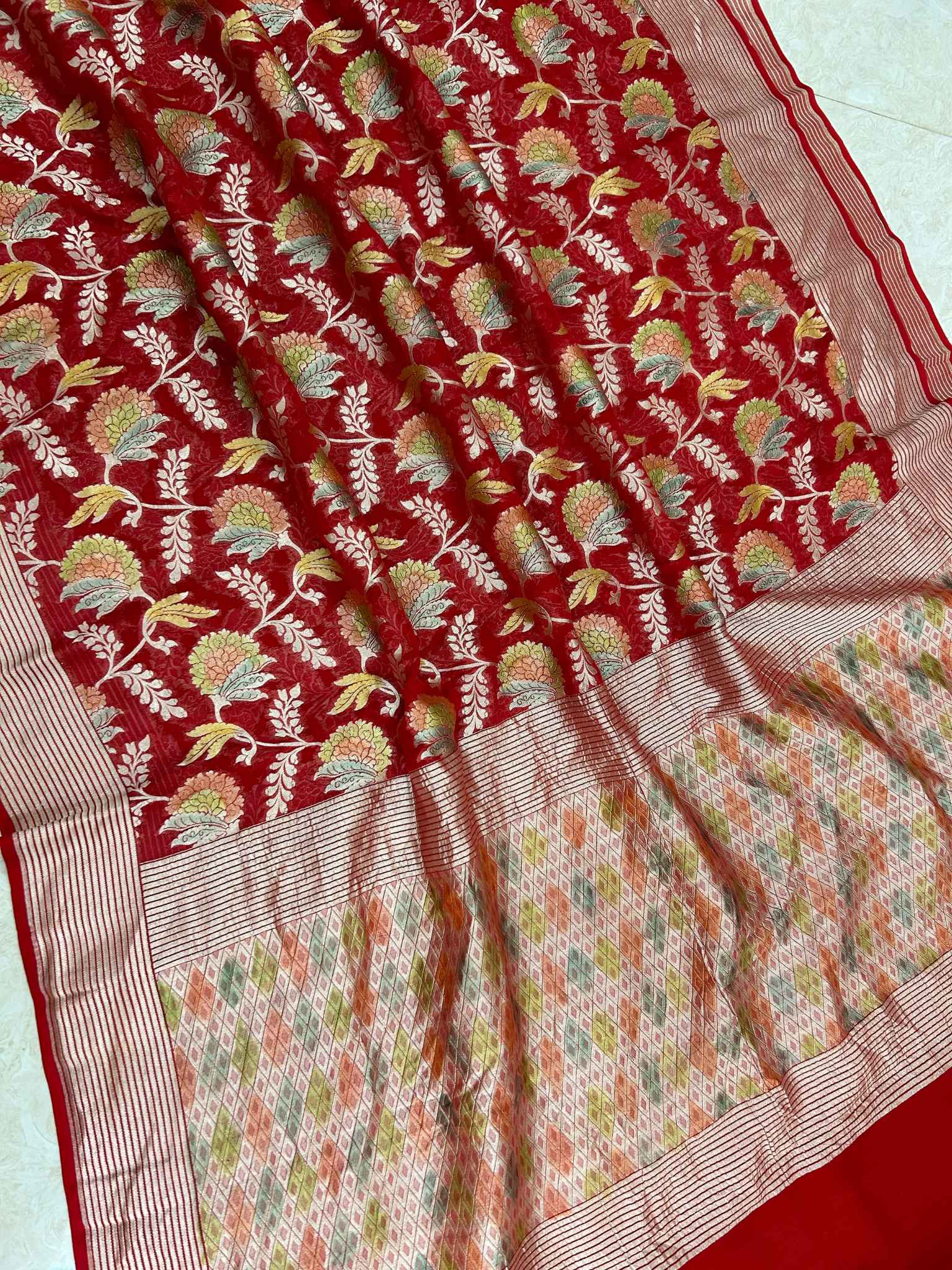 Khaddi Georgette Banarasi Saree - Water Zari