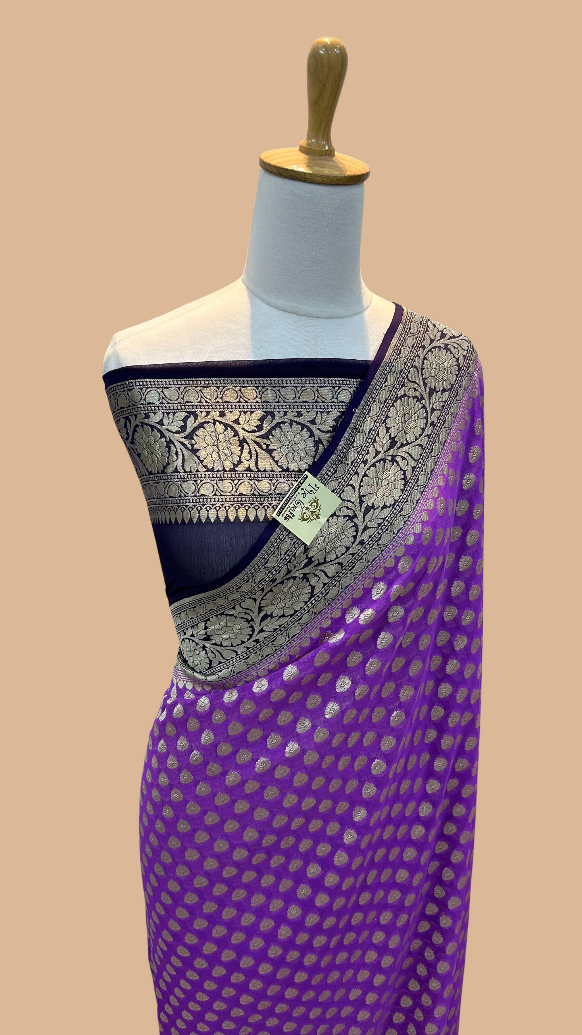 Khaddi Georgette Banarasi Saree - Water Zari