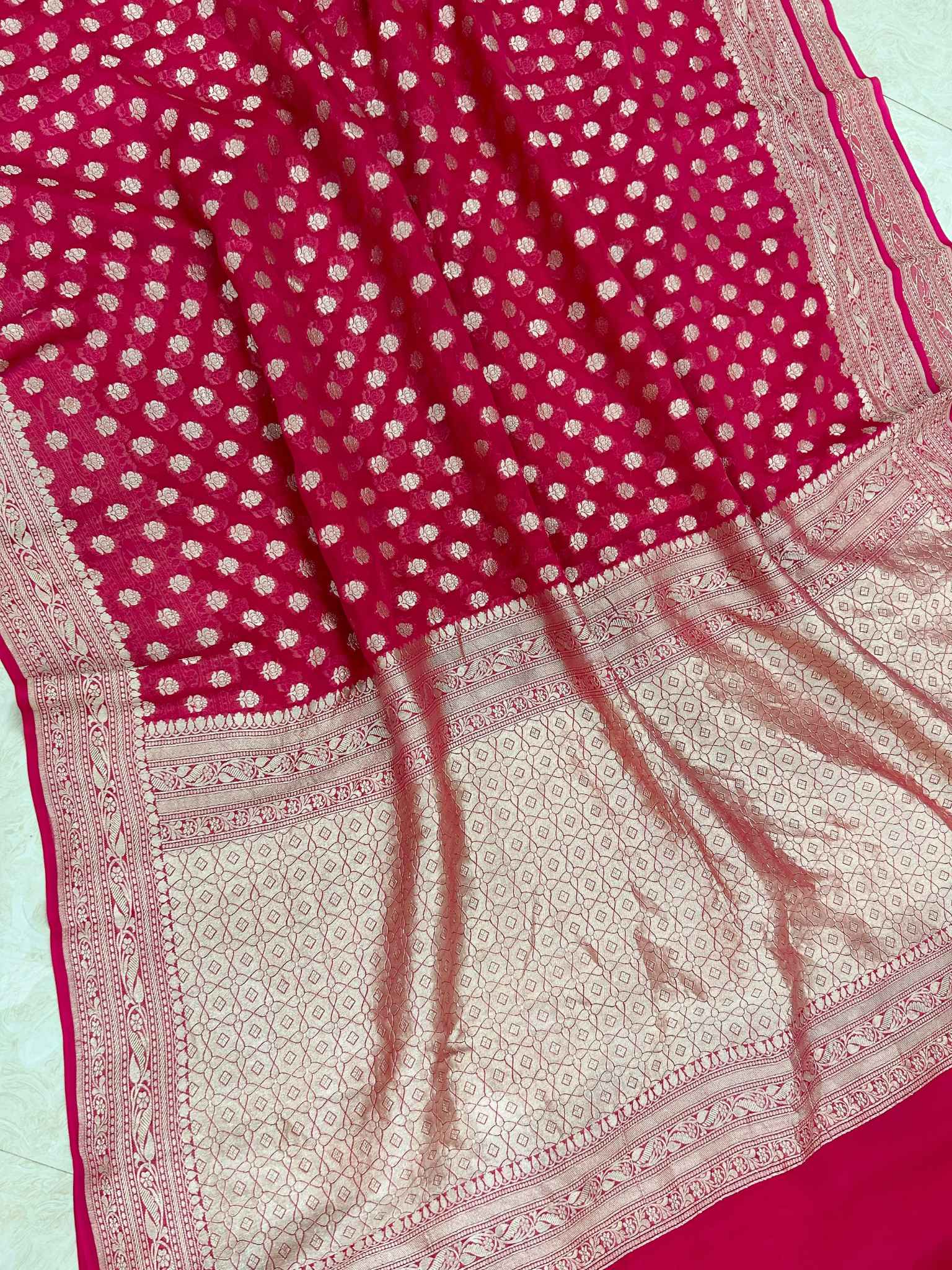 Khaddi Georgette Banarasi Saree - Water Zari