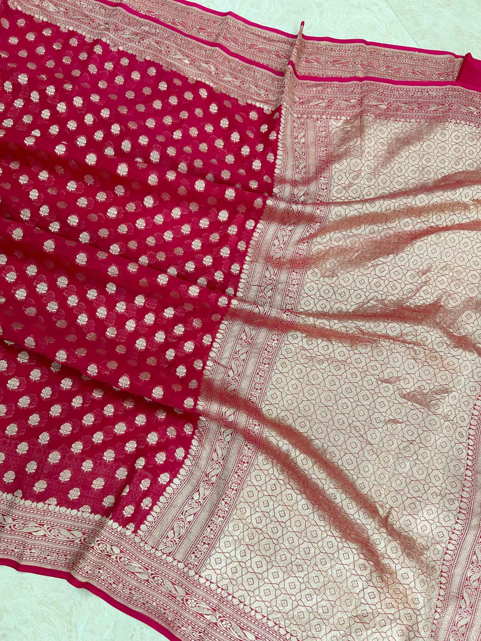 Khaddi Georgette Banarasi Saree - Water Zari