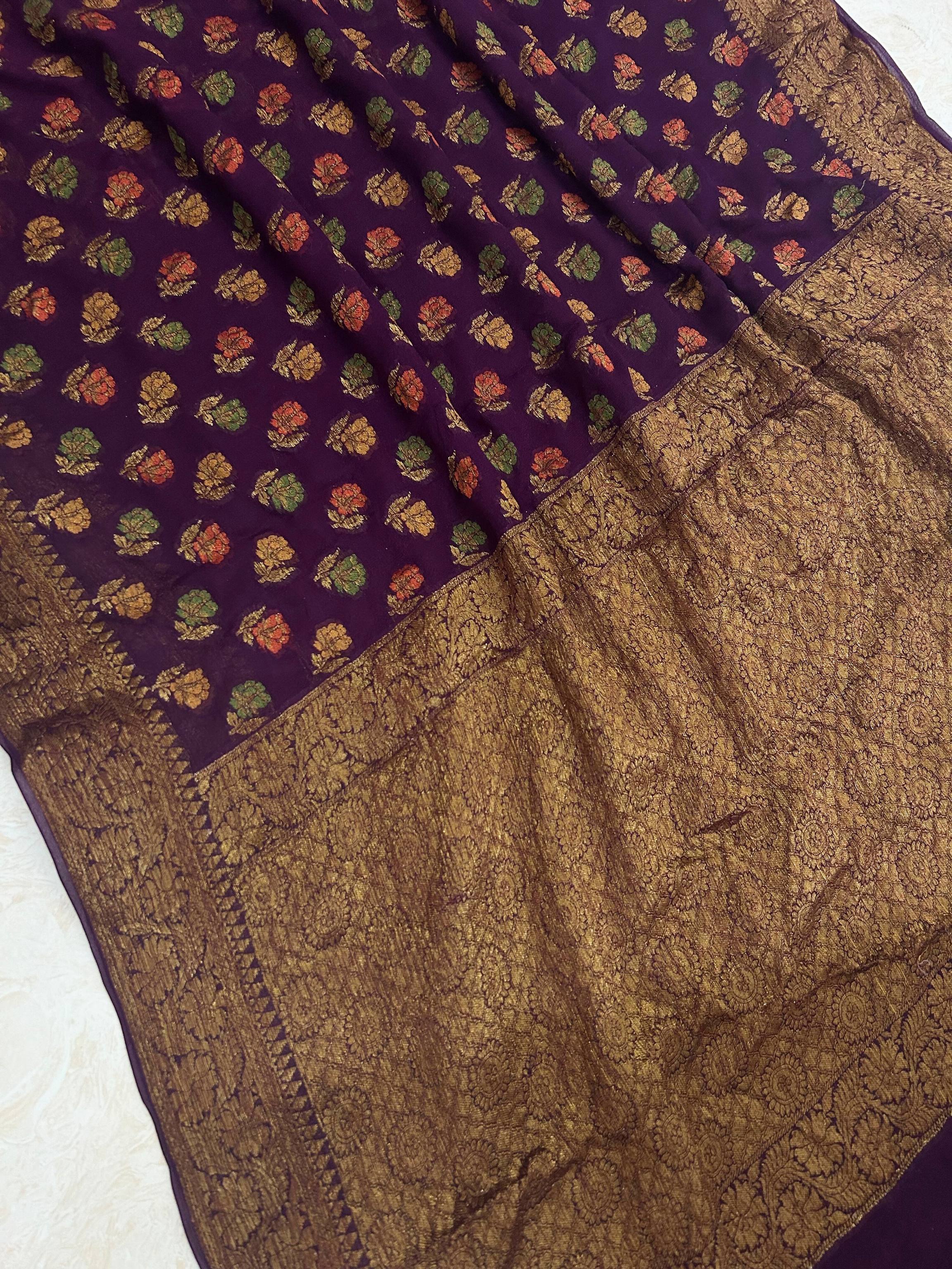 Pure Khaddi Chiffon Banarasi Saree