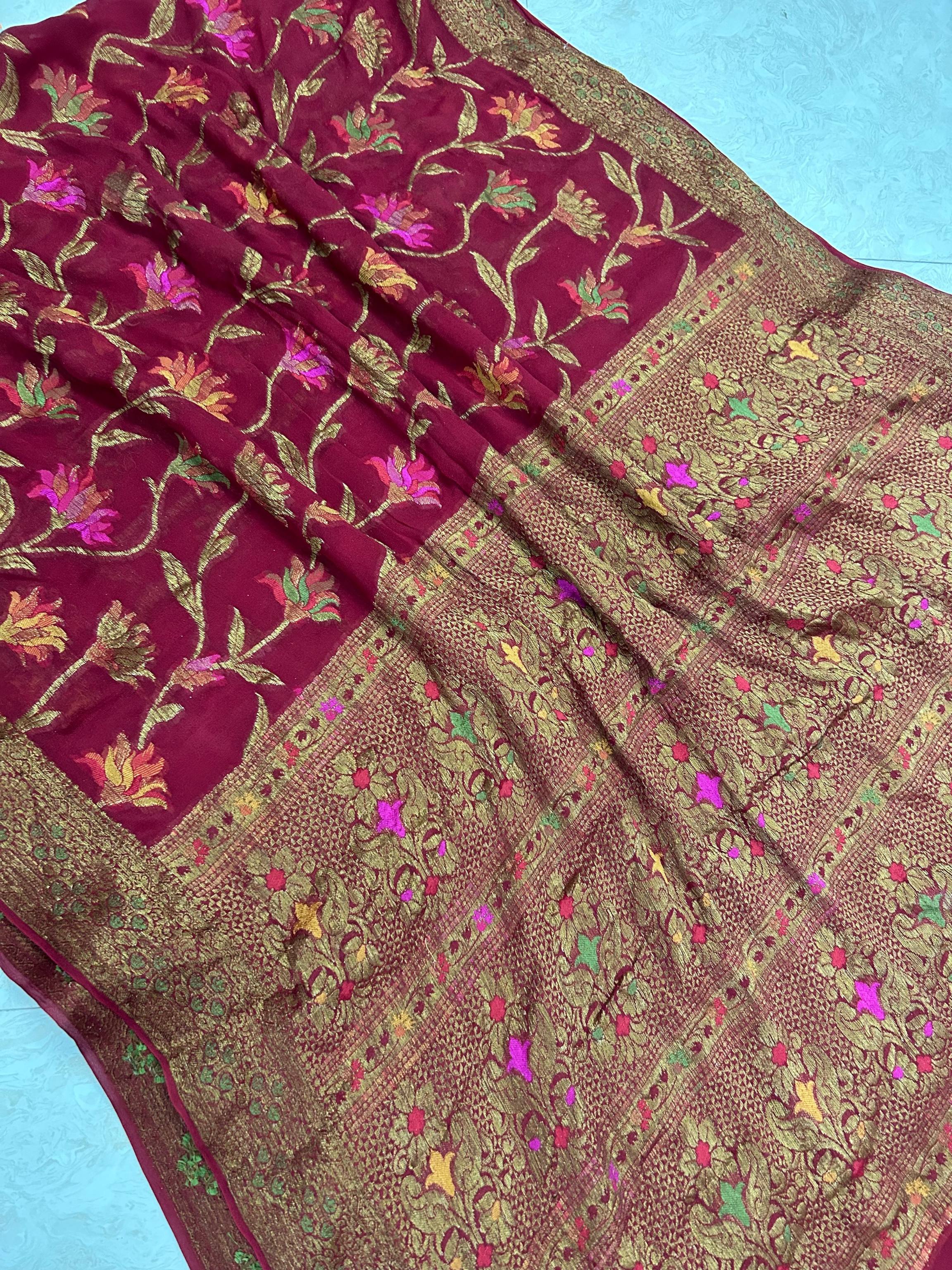 Pure Khaddi Chiffon Banarasi Saree