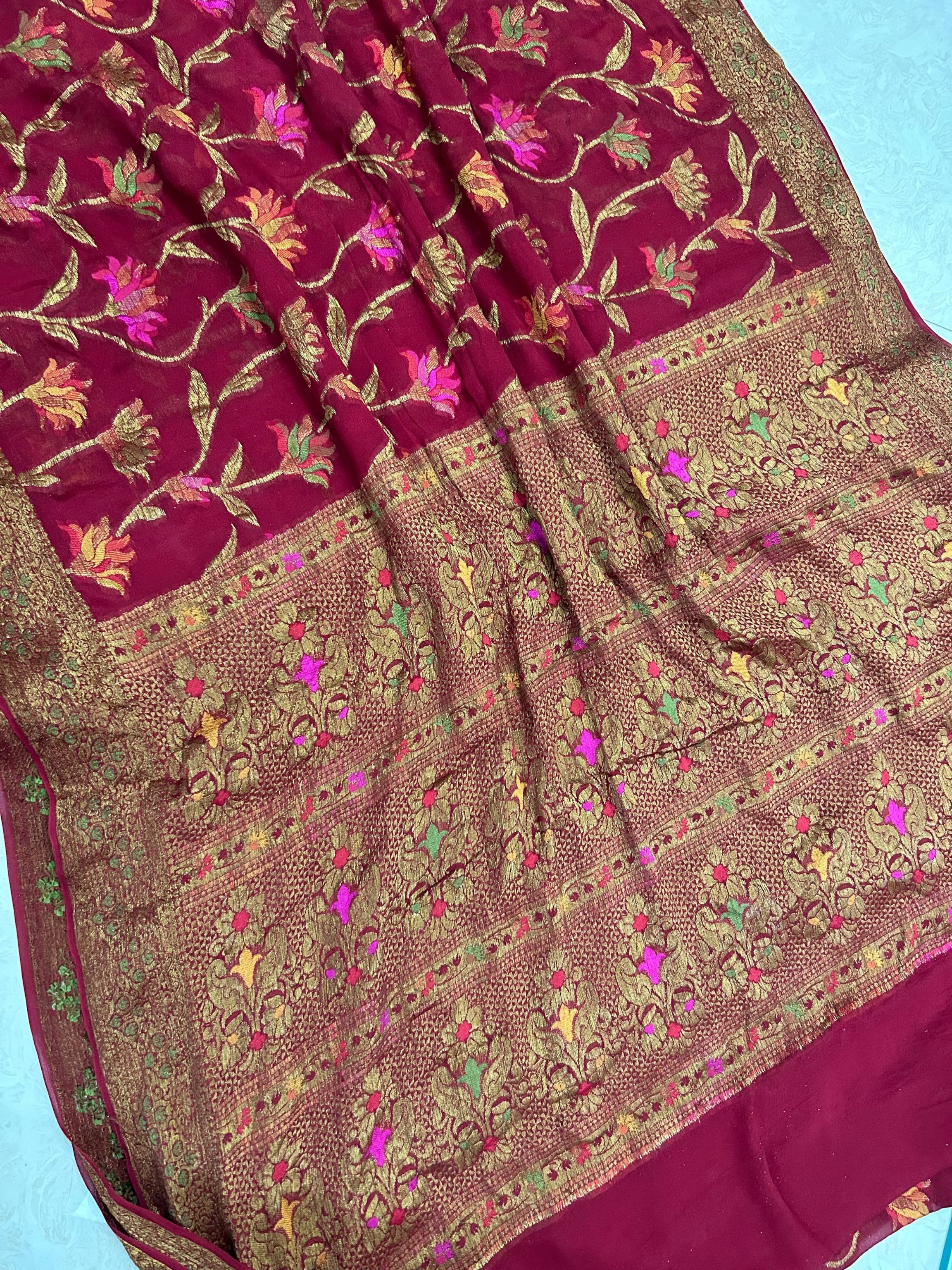 Pure Khaddi Chiffon Banarasi Saree