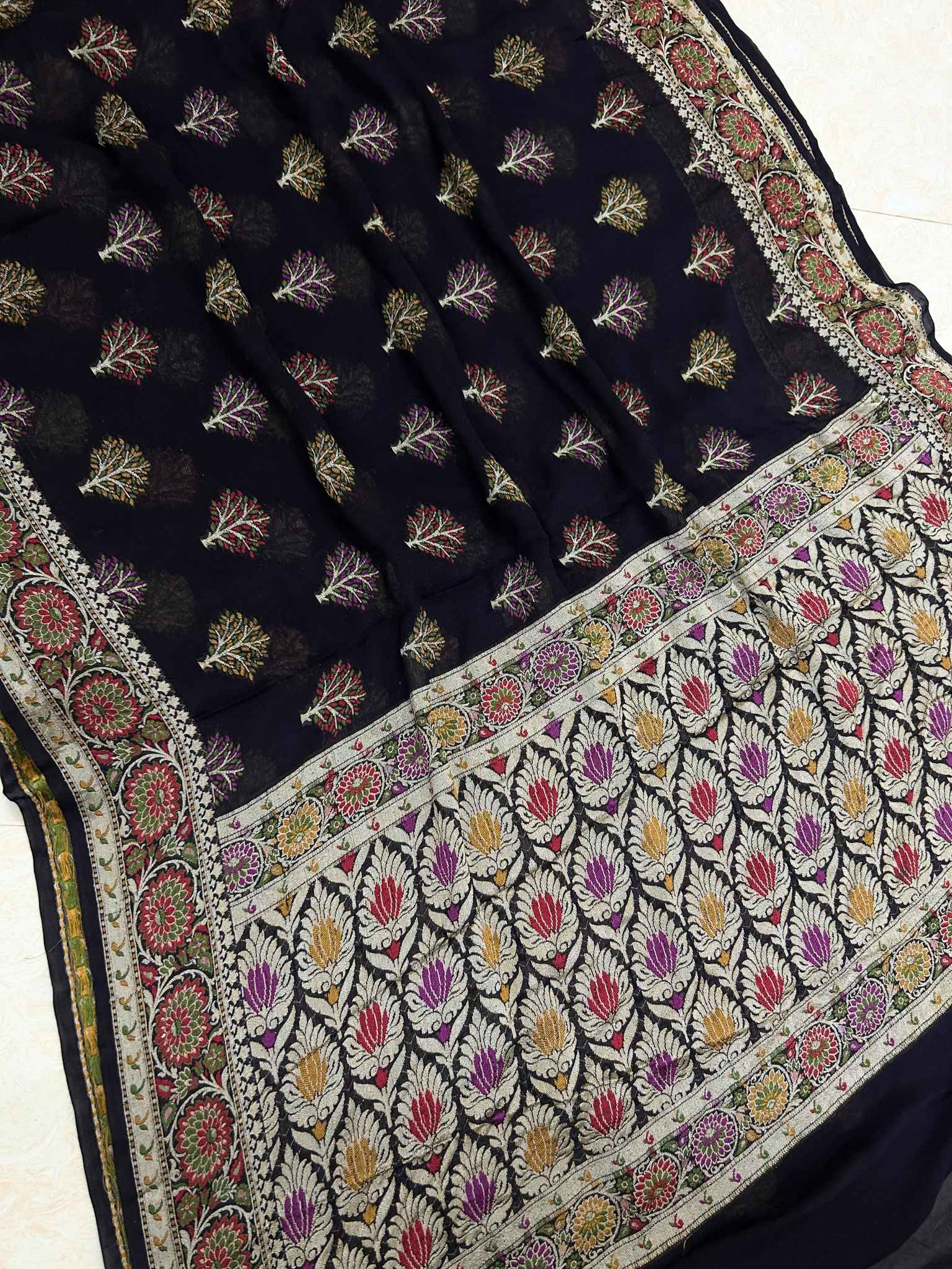 Pure Khaddi Chiffon Banarasi Saree