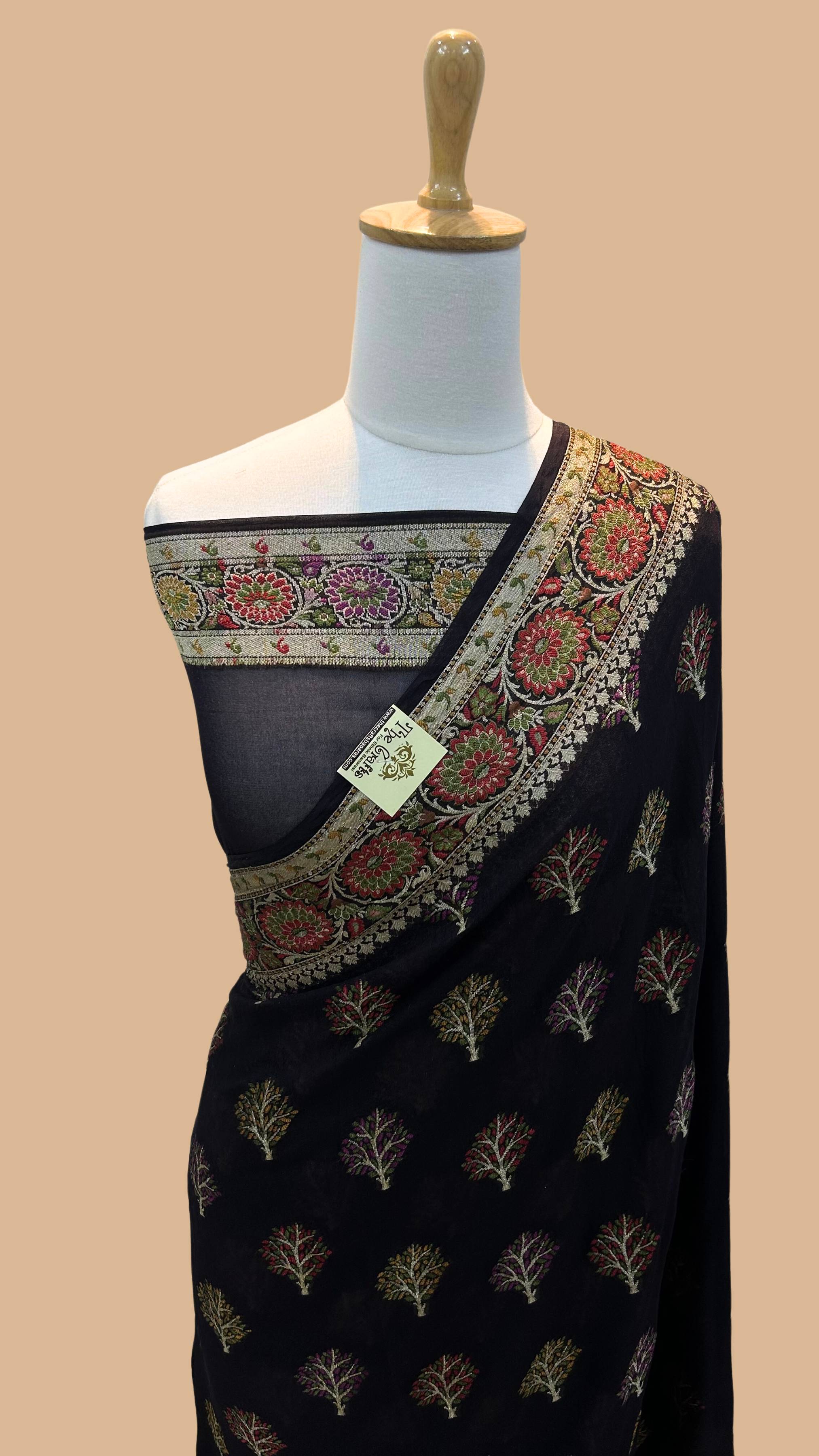 Pure Khaddi Chiffon Banarasi Saree