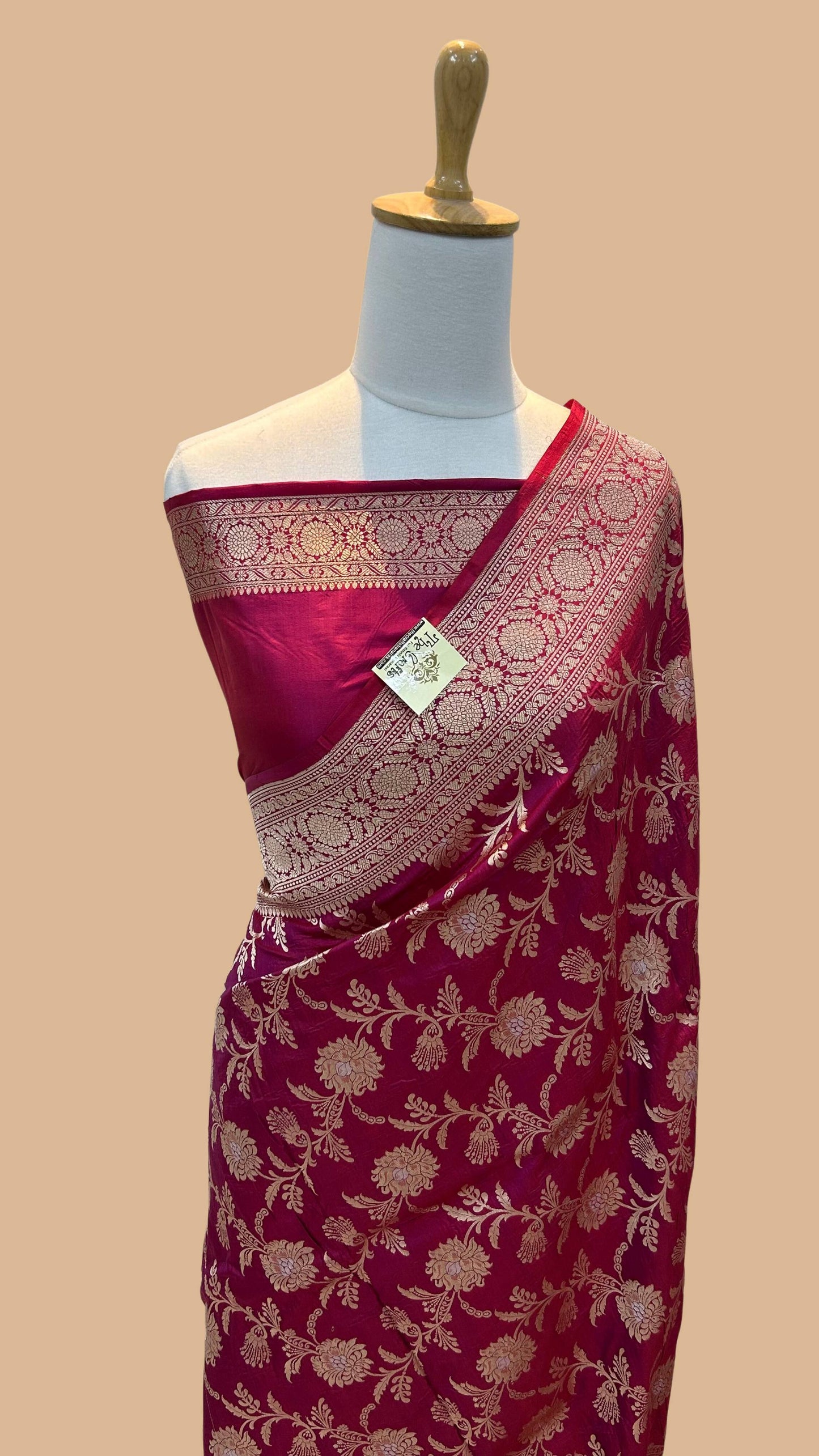 Pure Katan Silk Handloom Banarasi Saree - All over Sona roopa Jaal work