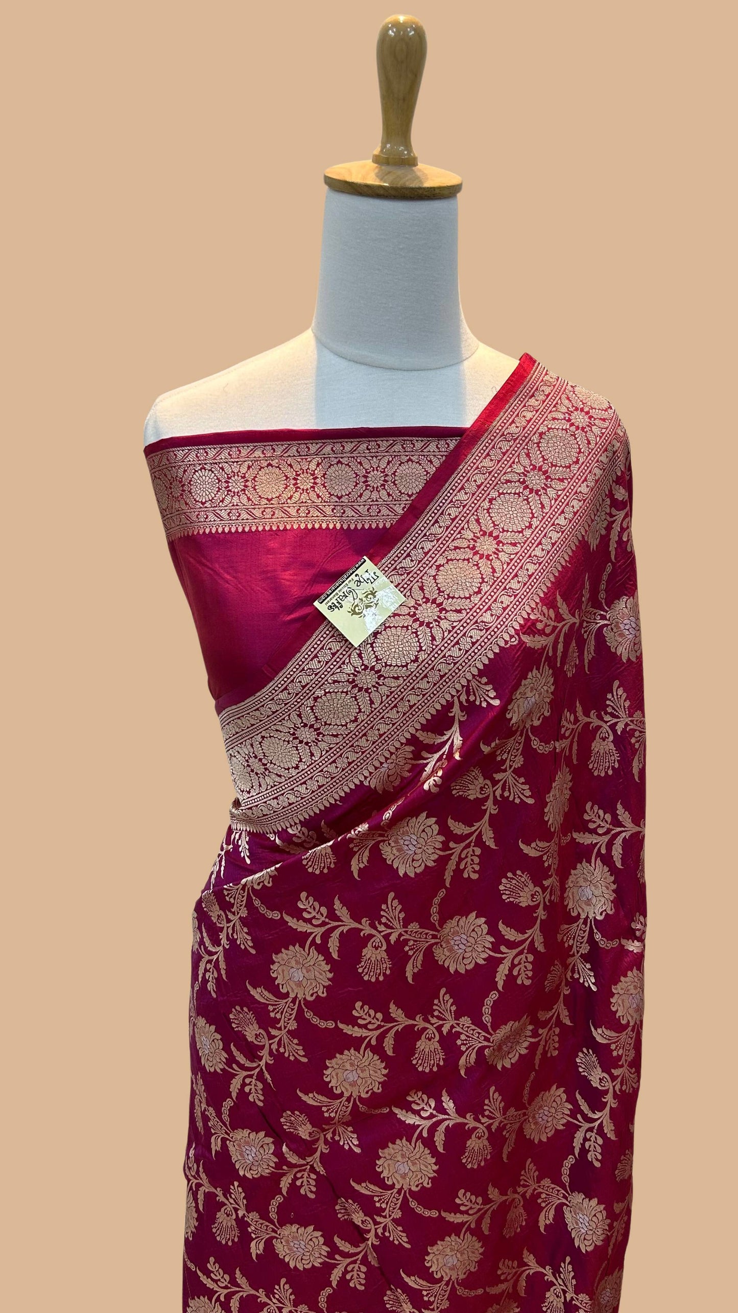 Pure Katan Silk Handloom Banarasi Saree - All over Sona roopa Jaal work