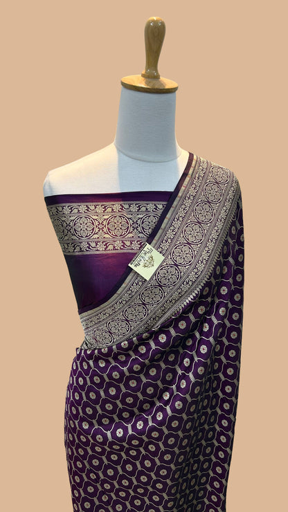 Pure Katan Silk Handloom Banarasi Saree - All over Jaal work with meenakari