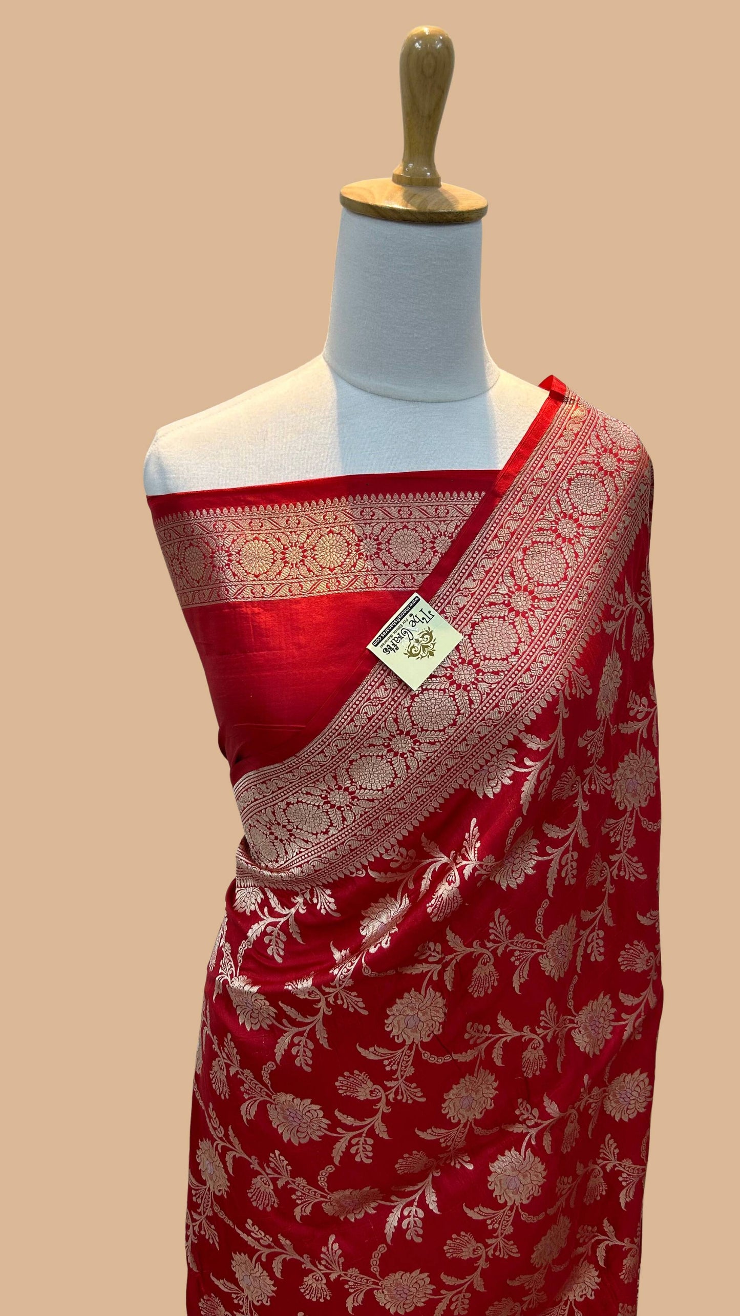 Pure Katan Silk Handloom Banarasi Saree - All over Sona rupa jaal work